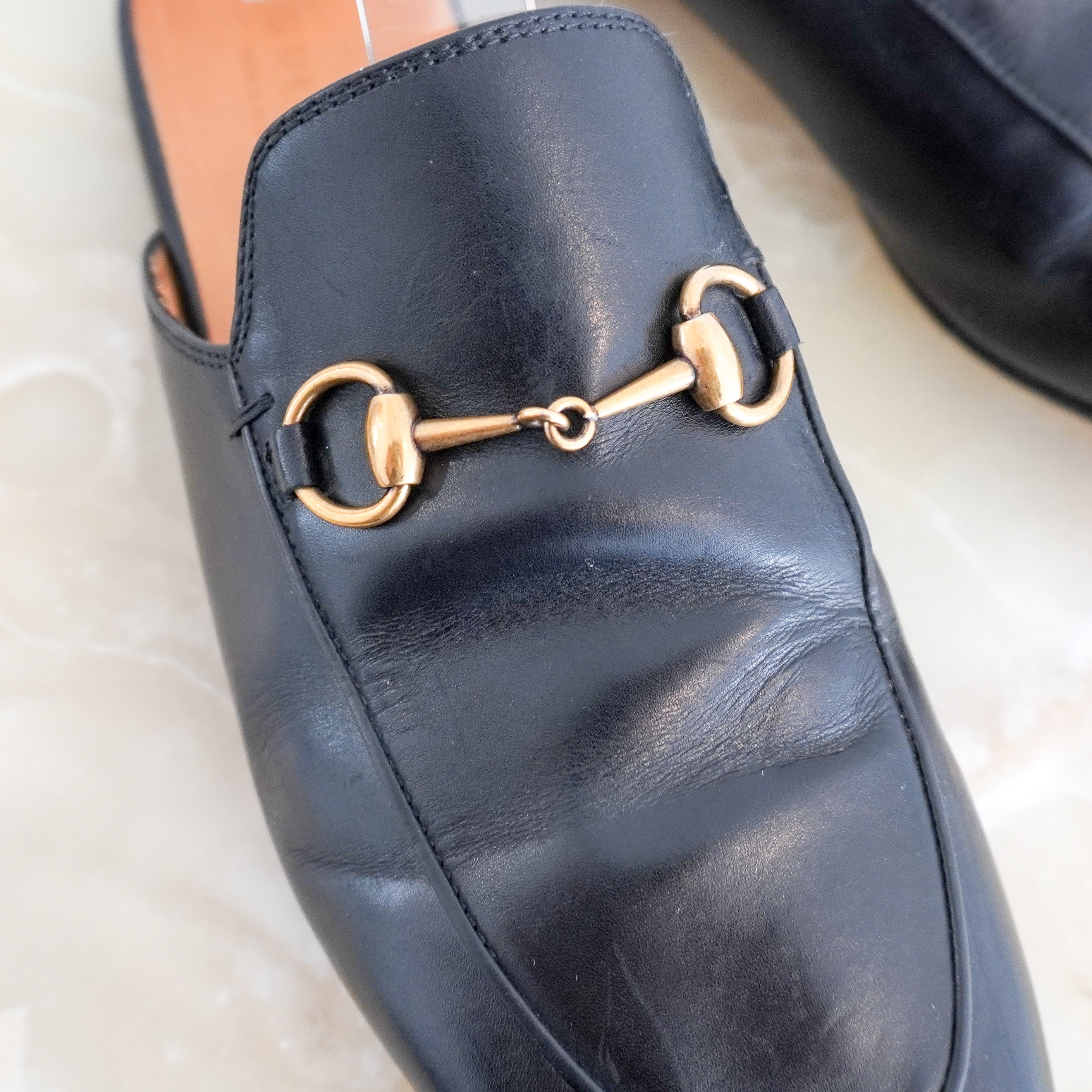 Gucci Black Leather Princetown Horsebit Mules (RRP £850) | Authentic Preloved