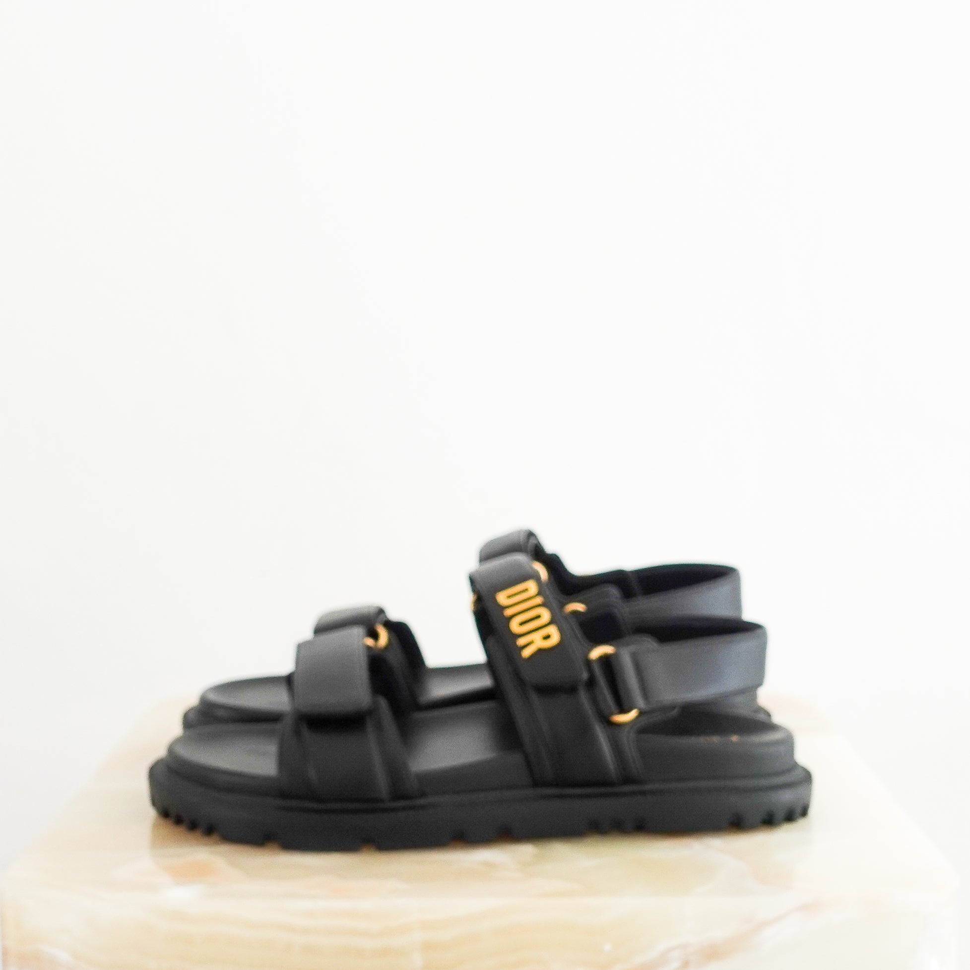 NEW Dior Dioract Black Dad Sandals with Gold Hardware RRP £890 FINAL SALE | Authentic Preloved