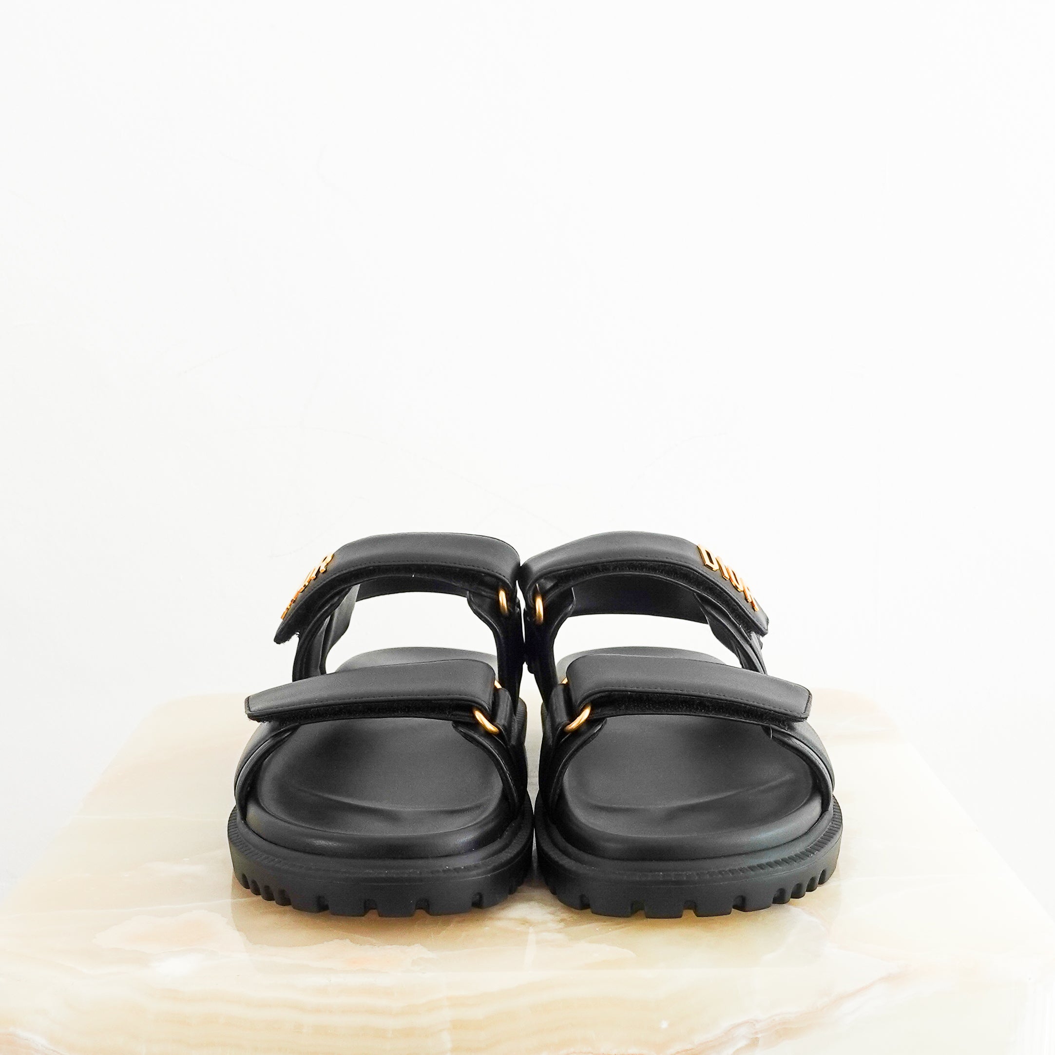 NEW Dior Dioract Black Dad Sandals with Gold Hardware RRP £890 FINAL SALE | Authentic Preloved