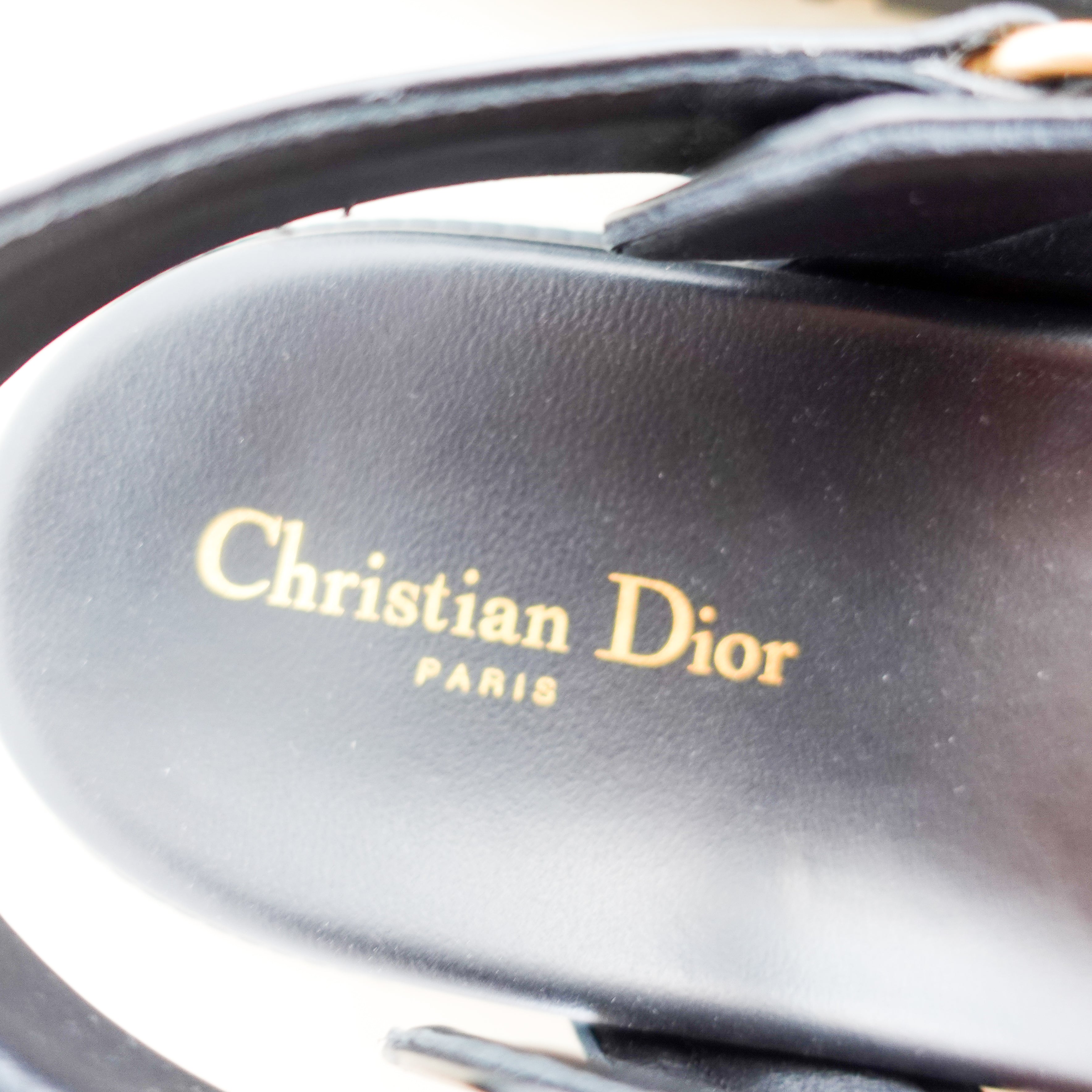 NEW Dior Dioract Black Dad Sandals with Gold Hardware RRP £890 FINAL SALE | Authentic Preloved