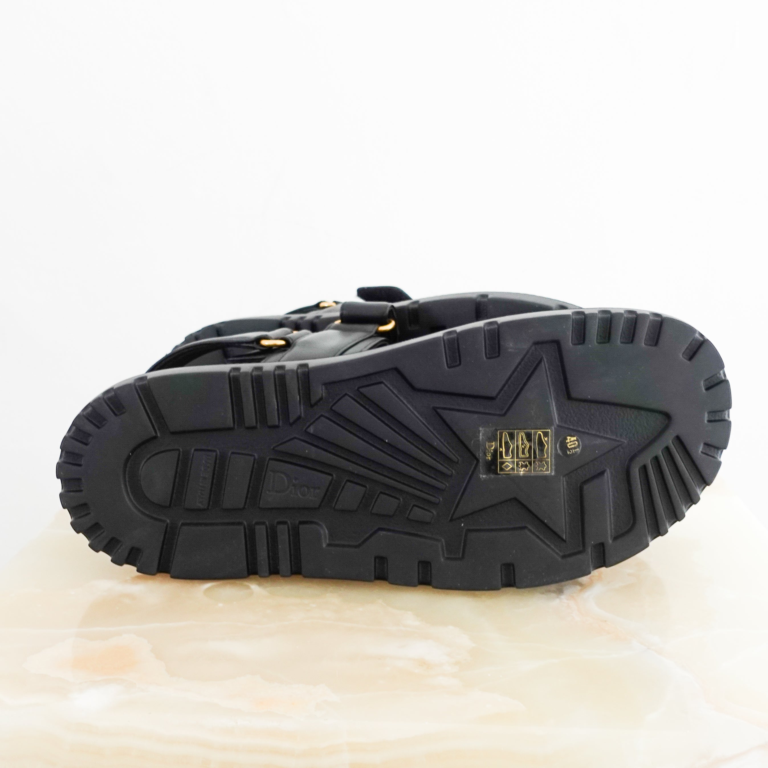 NEW Dior Dioract Black Dad Sandals with Gold Hardware RRP £890 FINAL SALE | Authentic Preloved