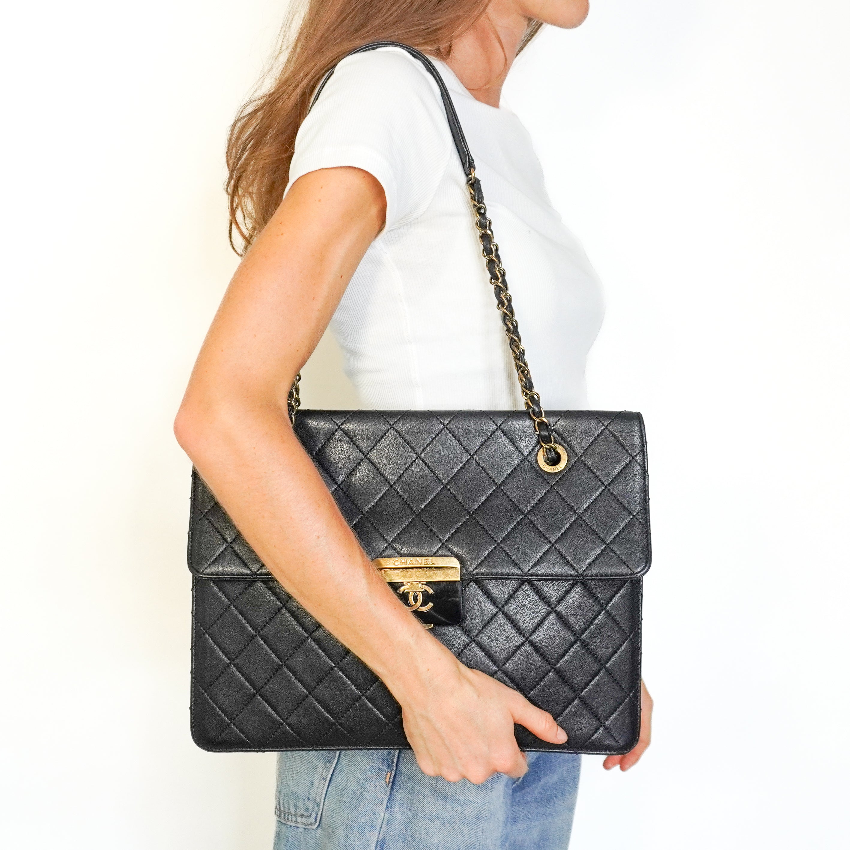 Chanel Black Lambskin Beauty Lock Shopping Tote Bag (RRP £4100) | Authentic Preloved