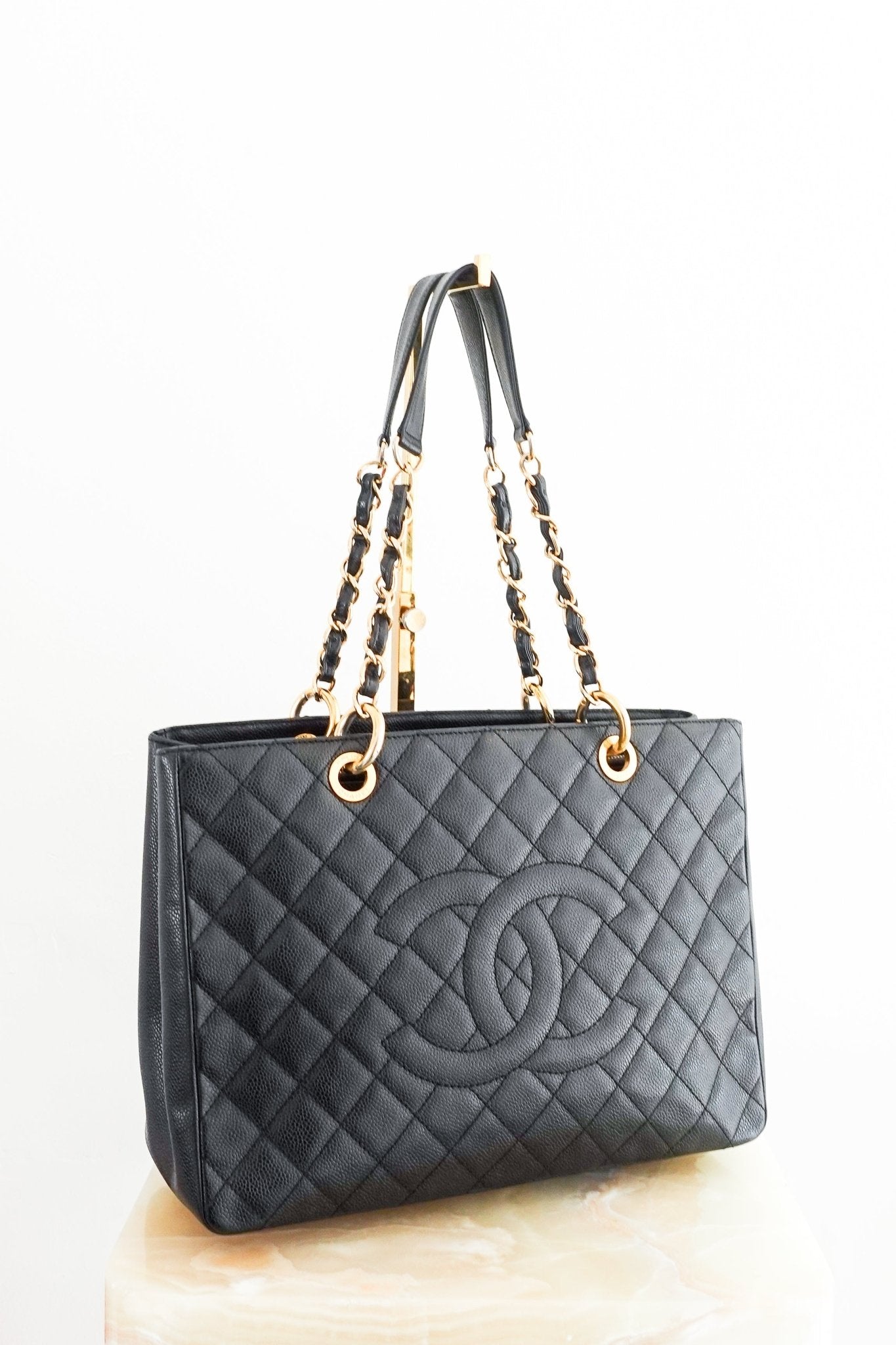 Chanel Black Quilted Caviar Timeless Grand Shopping Tote with Gold Hardware RRP £5K | Authentic Preloved - Reloved Again