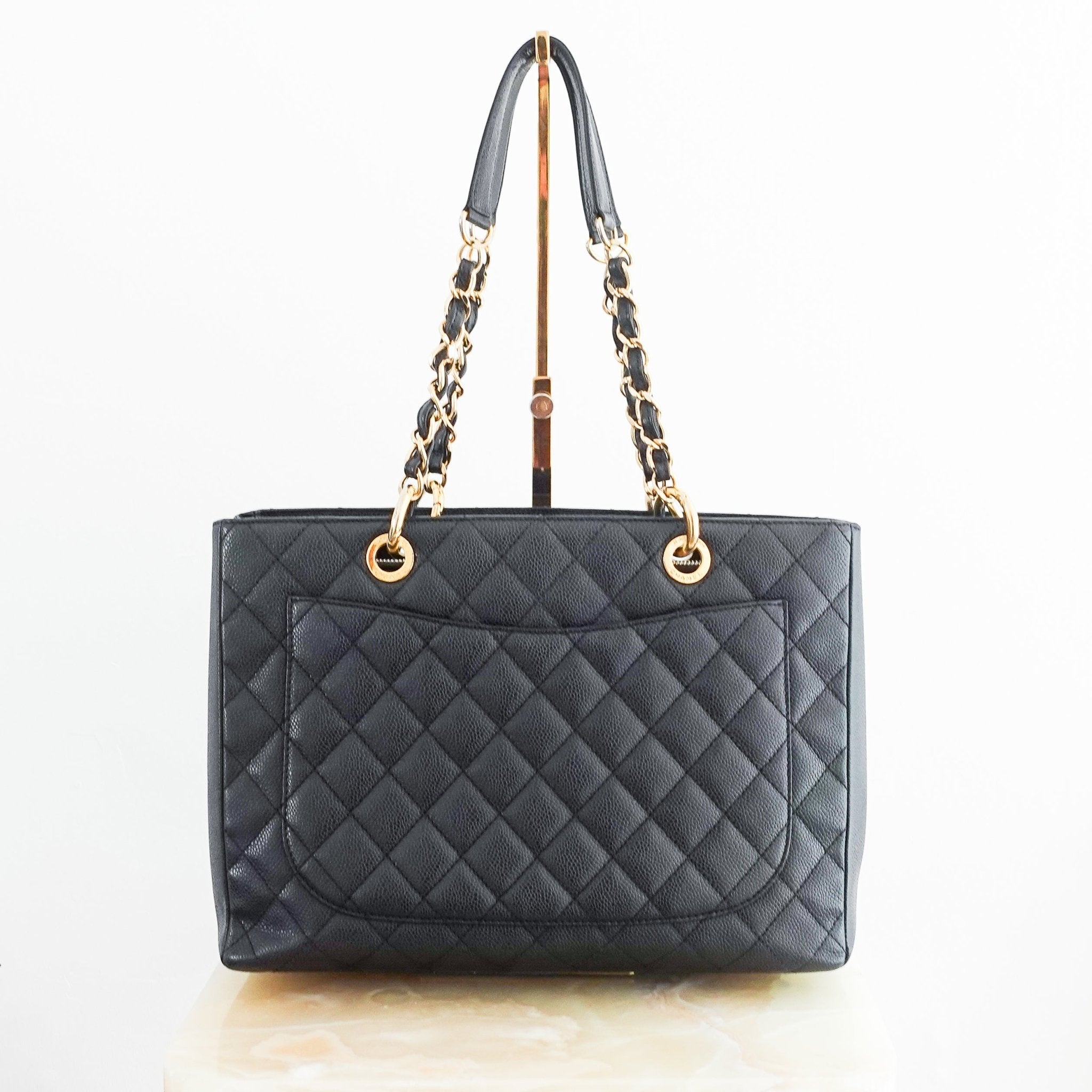 Chanel Black Quilted Caviar Timeless Grand Shopping Tote with Gold Hardware RRP £5K | Authentic Preloved - Reloved Again