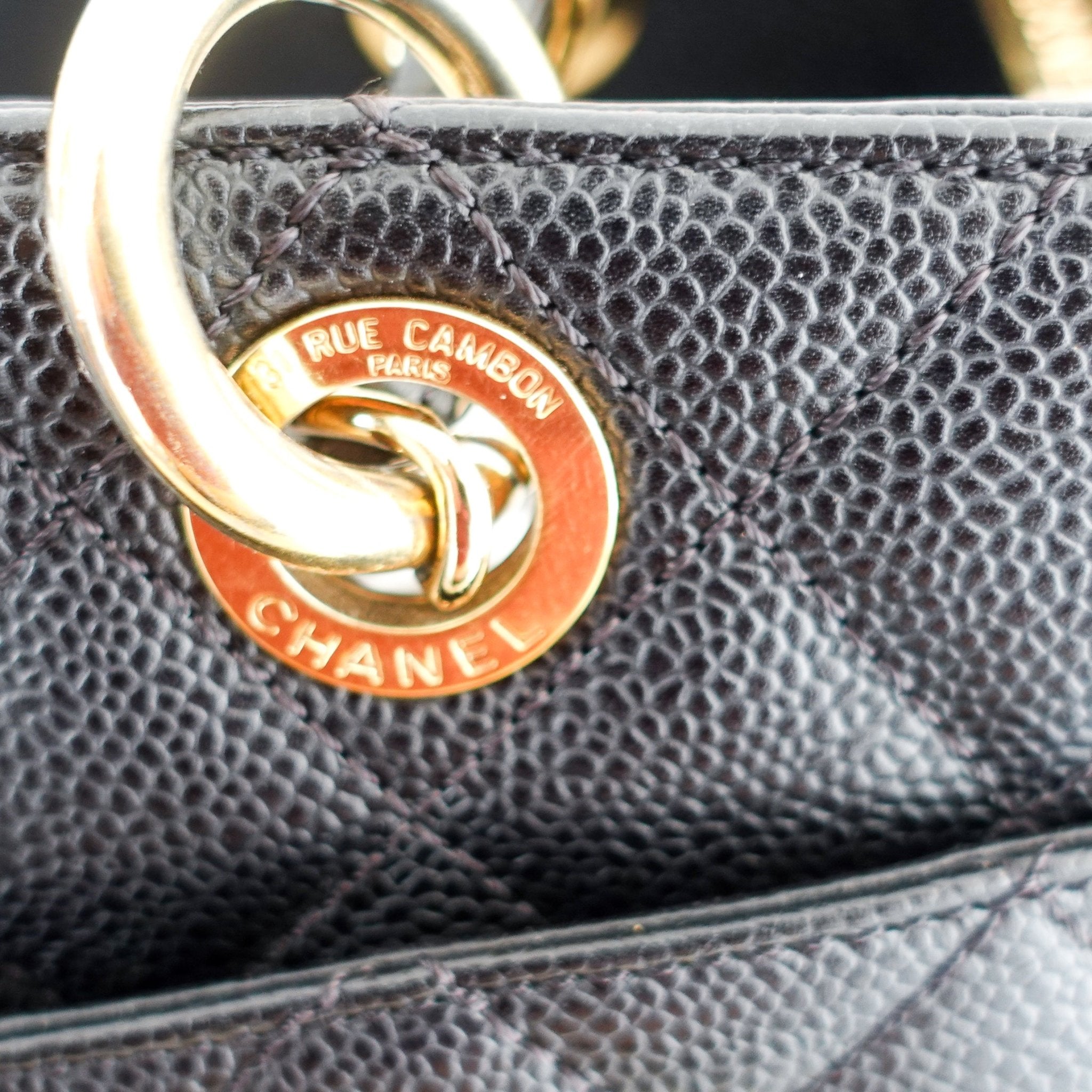 Chanel Black Quilted Caviar Timeless Grand Shopping Tote with Gold Hardware RRP £5K | Authentic Preloved - Reloved Again
