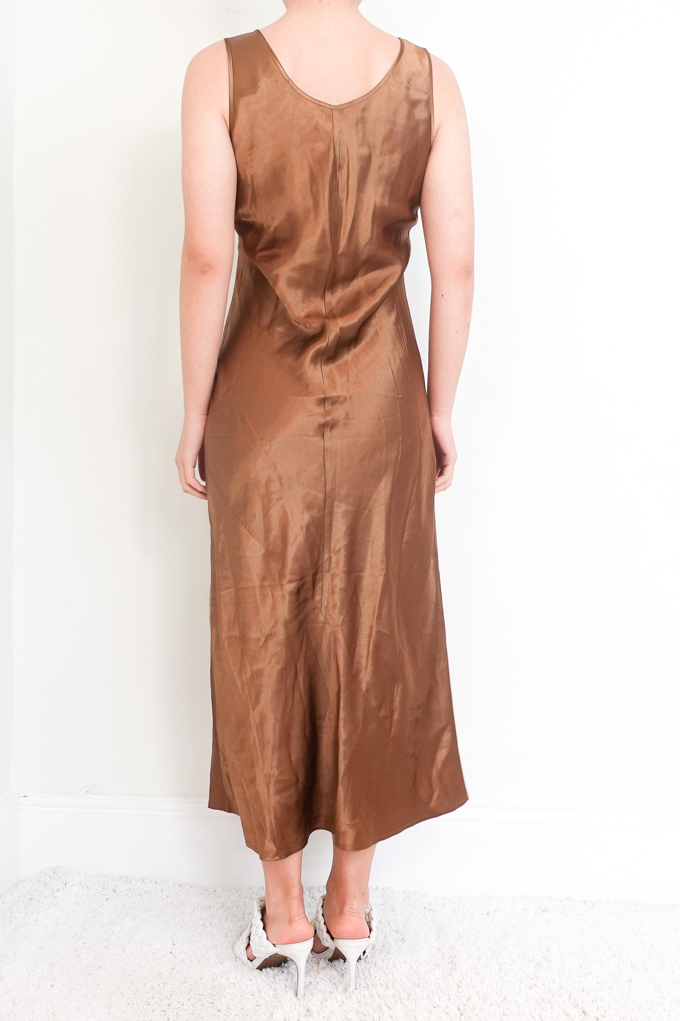 Brown midi-length slip dress RRP £160