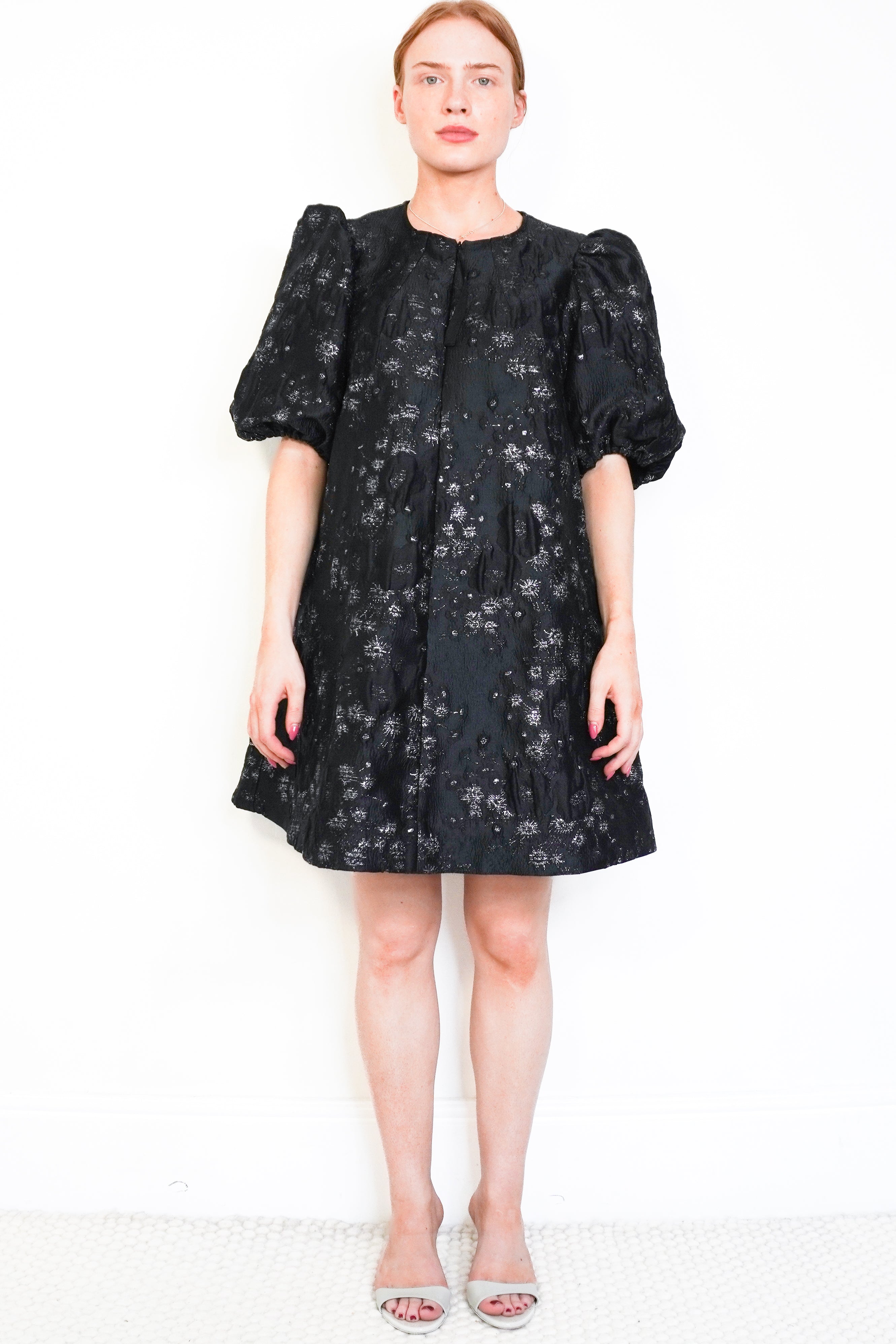 NEW GANNI Black/Silver 3D Jacquard A-Line Mini Dress (RRP £305) | Authentic & Preloved FINAL SALE
