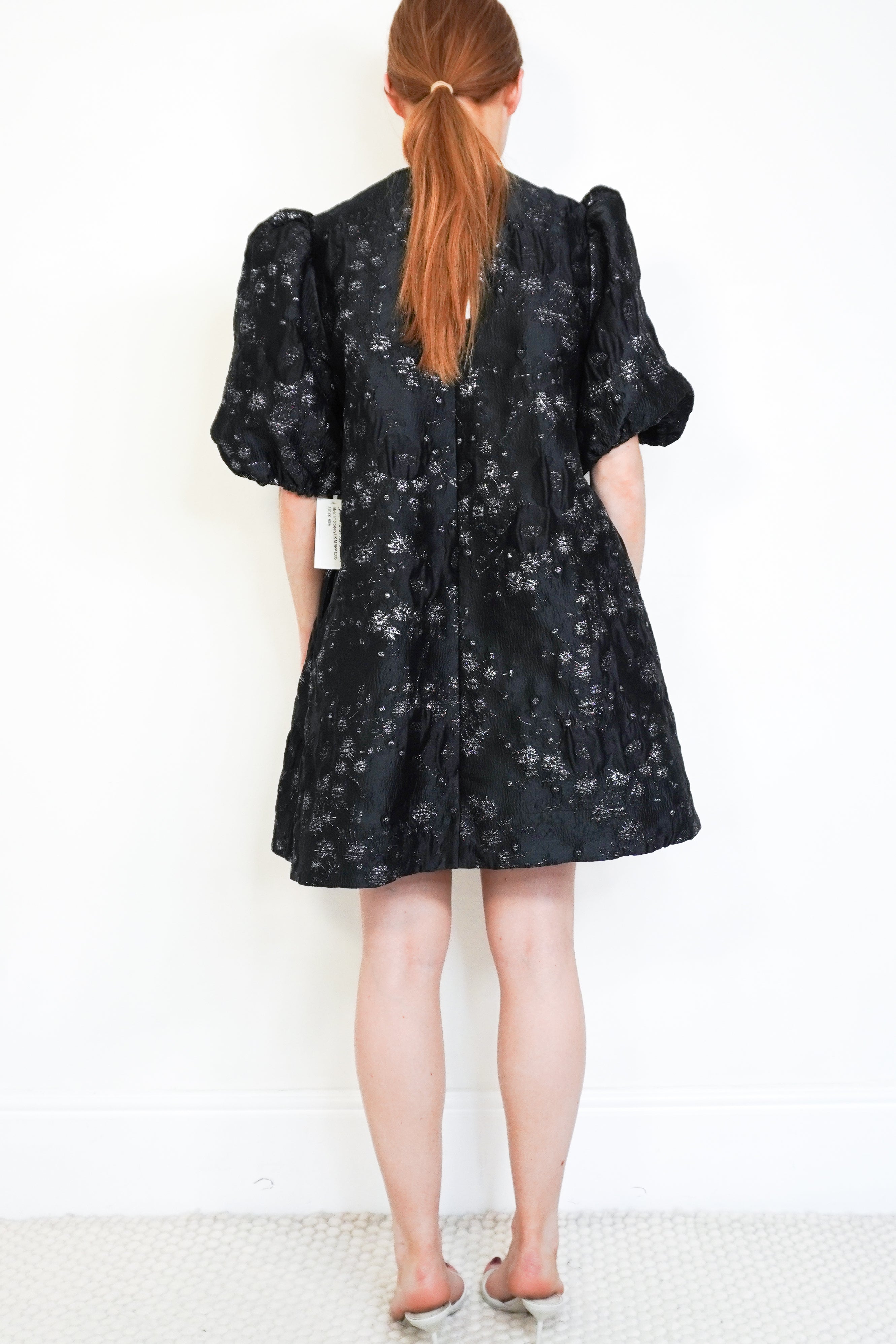 NEW GANNI Black/Silver 3D Jacquard A-Line Mini Dress (RRP £305) | Authentic & Preloved FINAL SALE