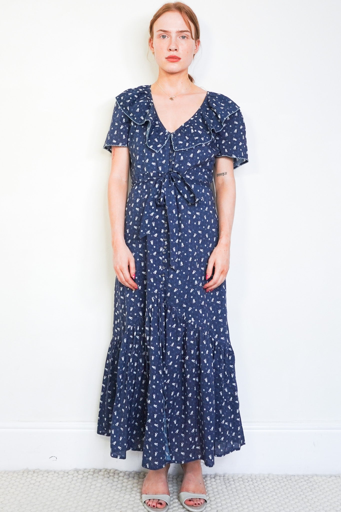 St. Clair Theodora Blue Floral Cotton Maxi Dress (RRP £225) | Authentic Preloved