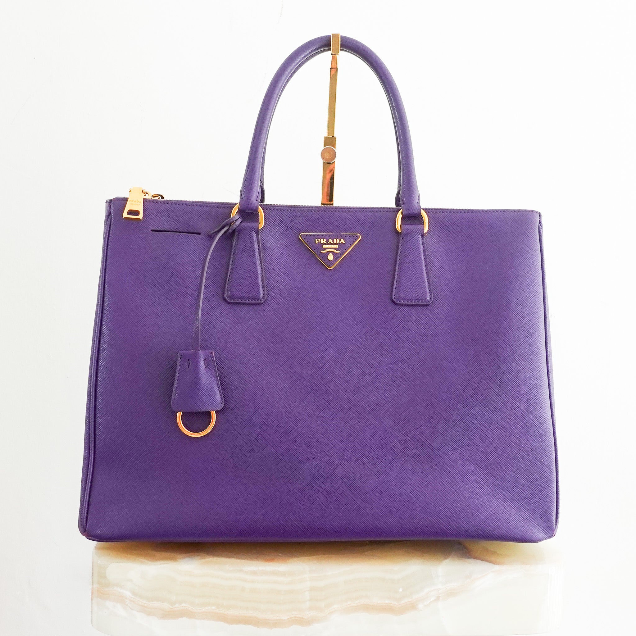 Prada Galleria Double Flap Tote Purple Saffiano RRP £3.5k | Authentic Preloved