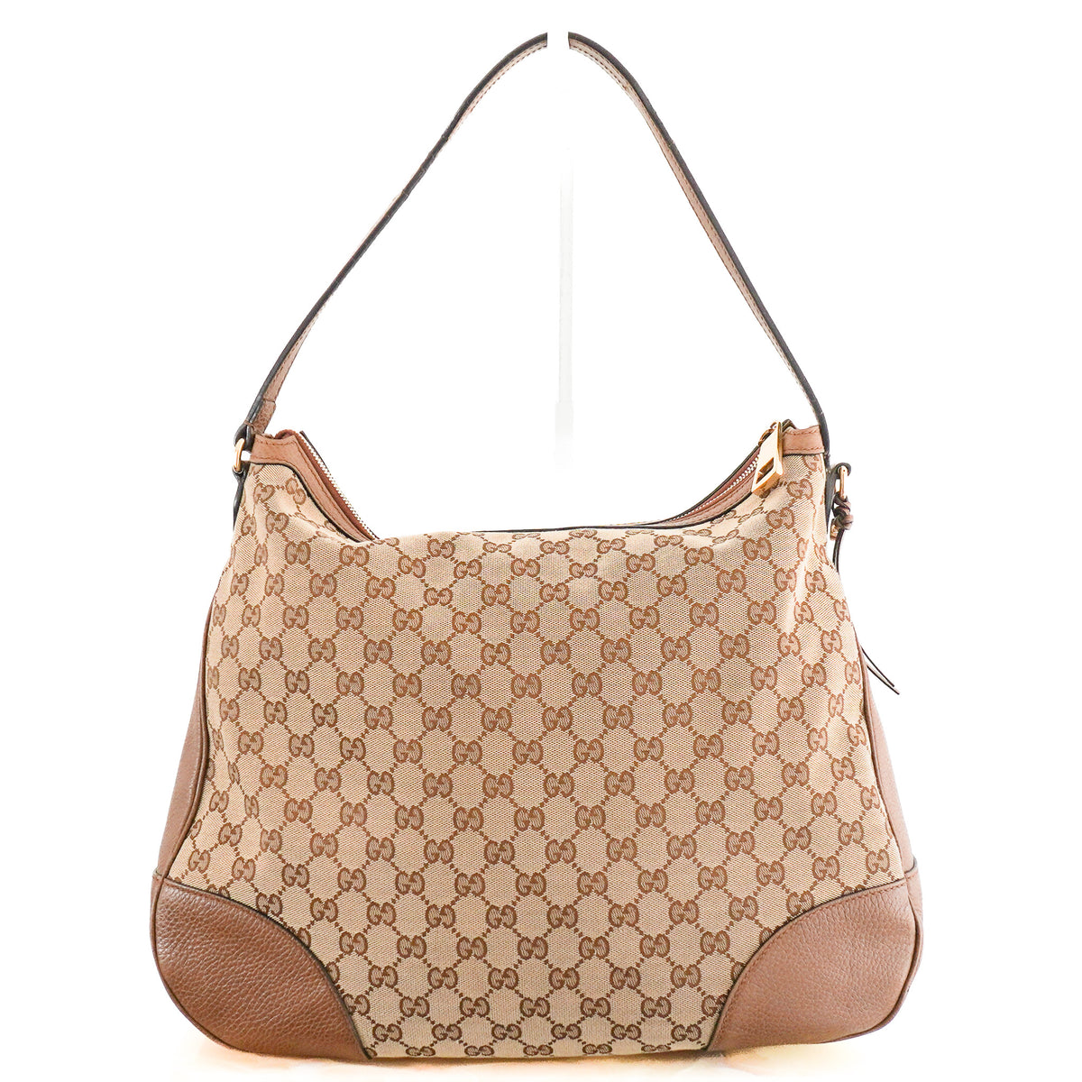 Gucci Large GG Monogram Canvas Brown Leather Hobo Bag (RRP £1500) | Authentic Preloved