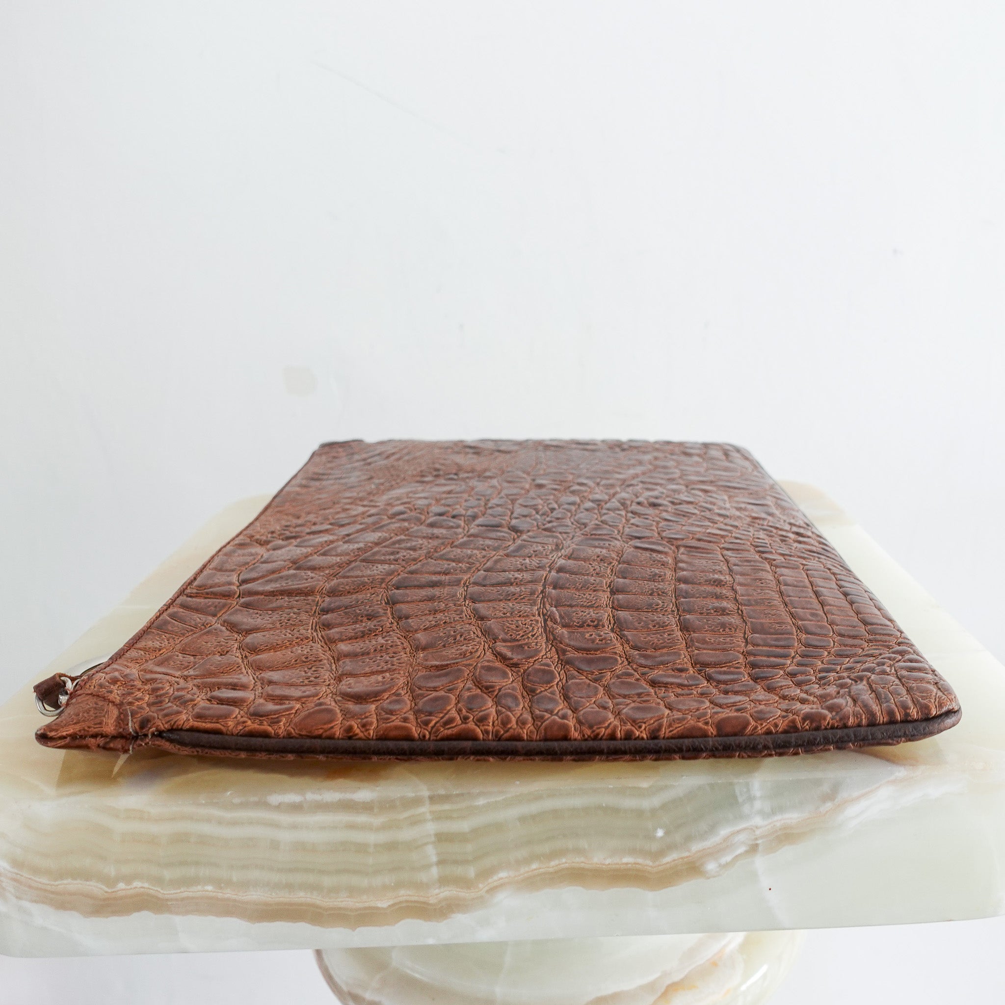 Brown leather vintage clutch bag