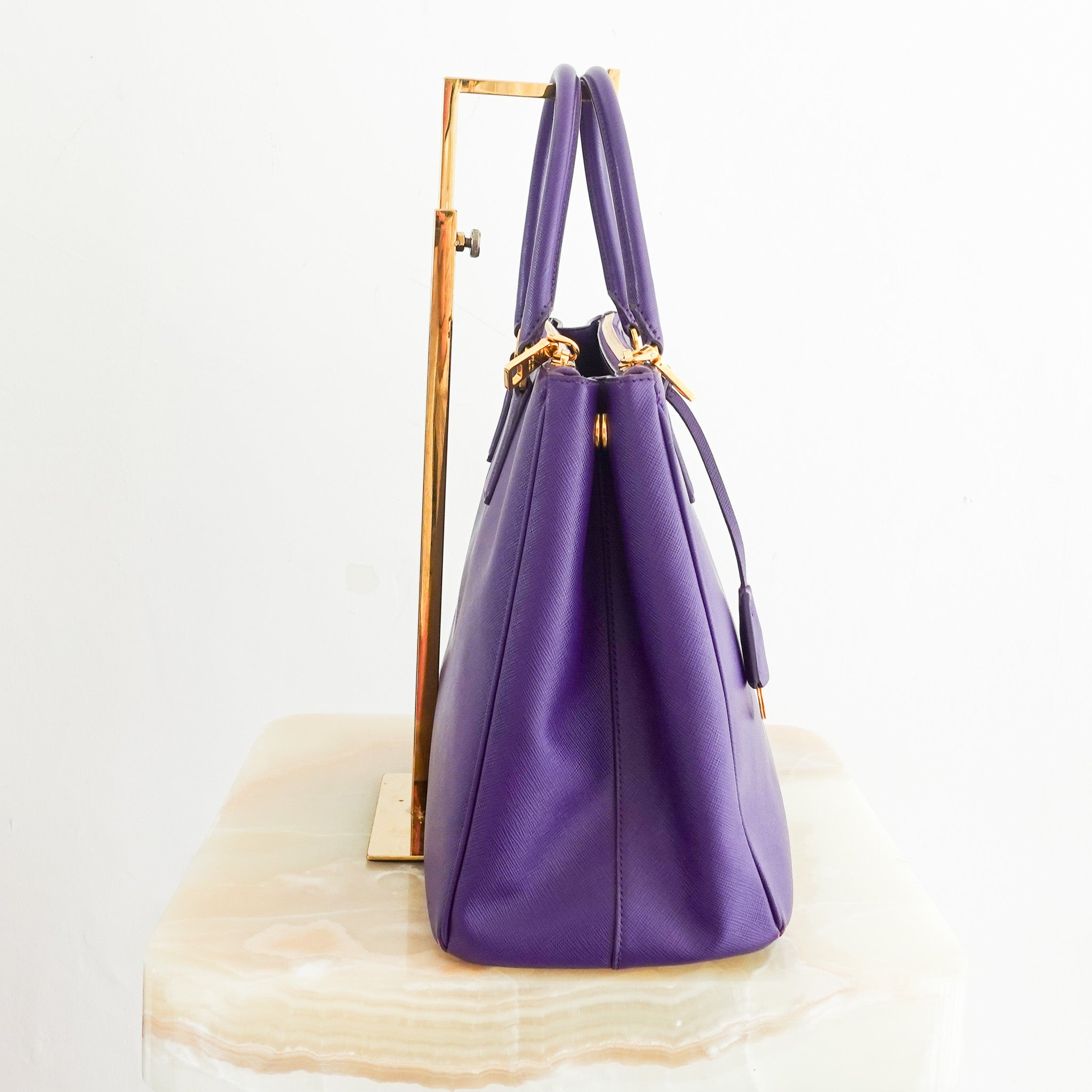 Prada Galleria Double Flap Tote Purple Saffiano RRP £3.5k | Authentic Preloved