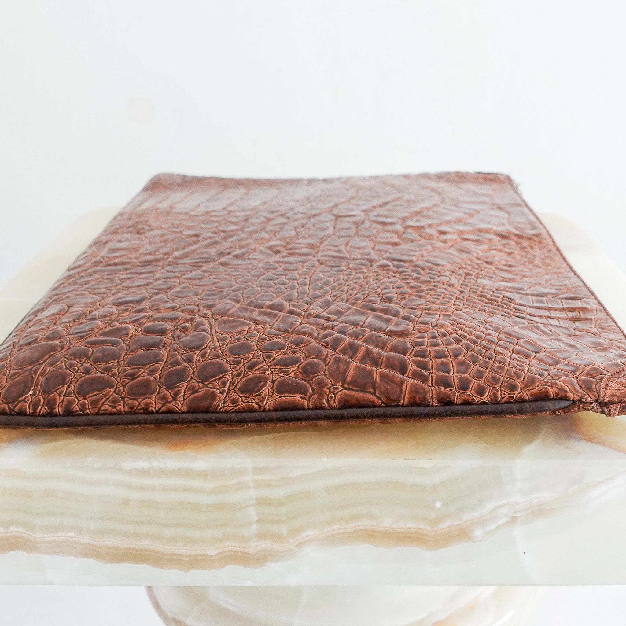 Brown leather vintage clutch bag