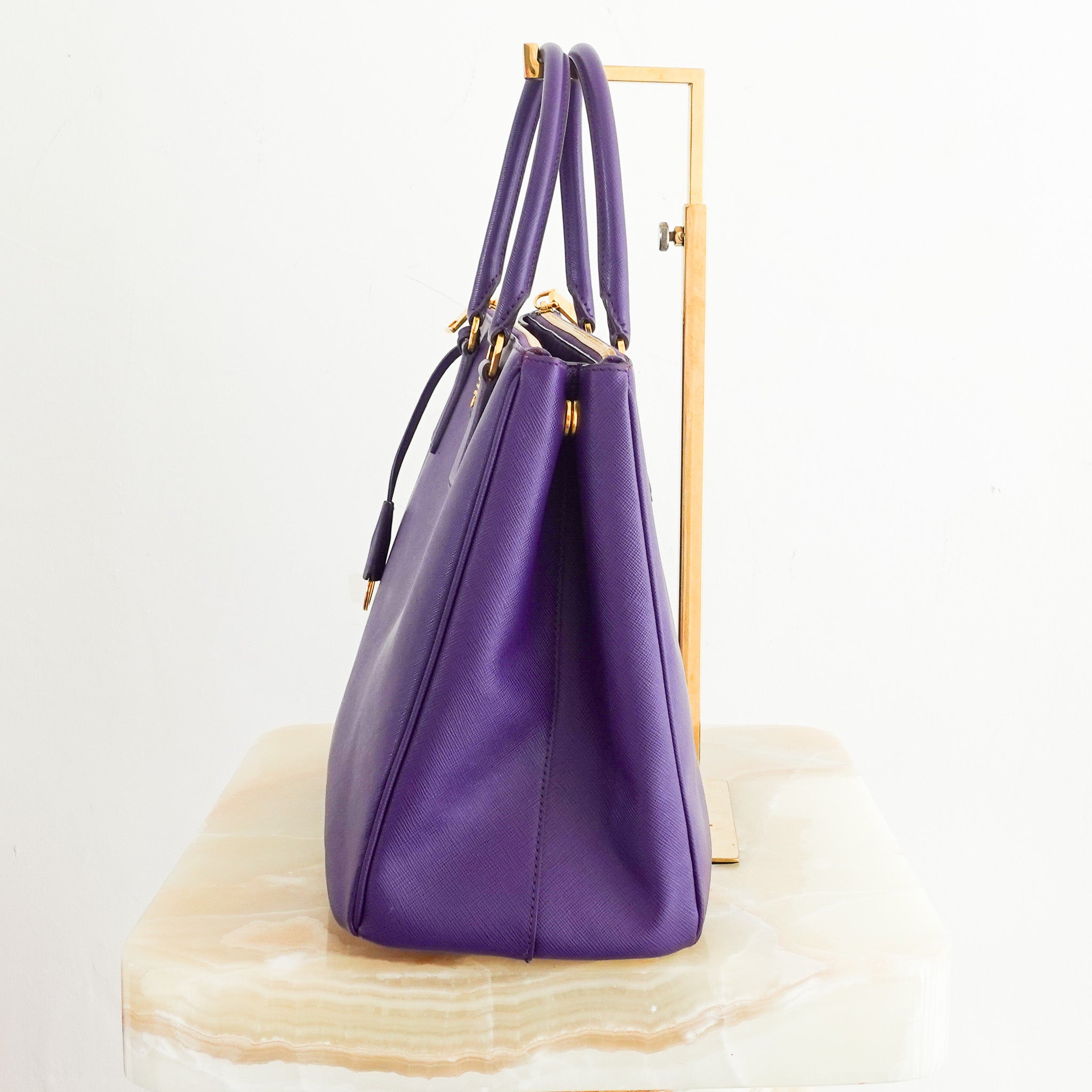 Prada Galleria Double Flap Tote Purple Saffiano RRP £3.5k | Authentic Preloved