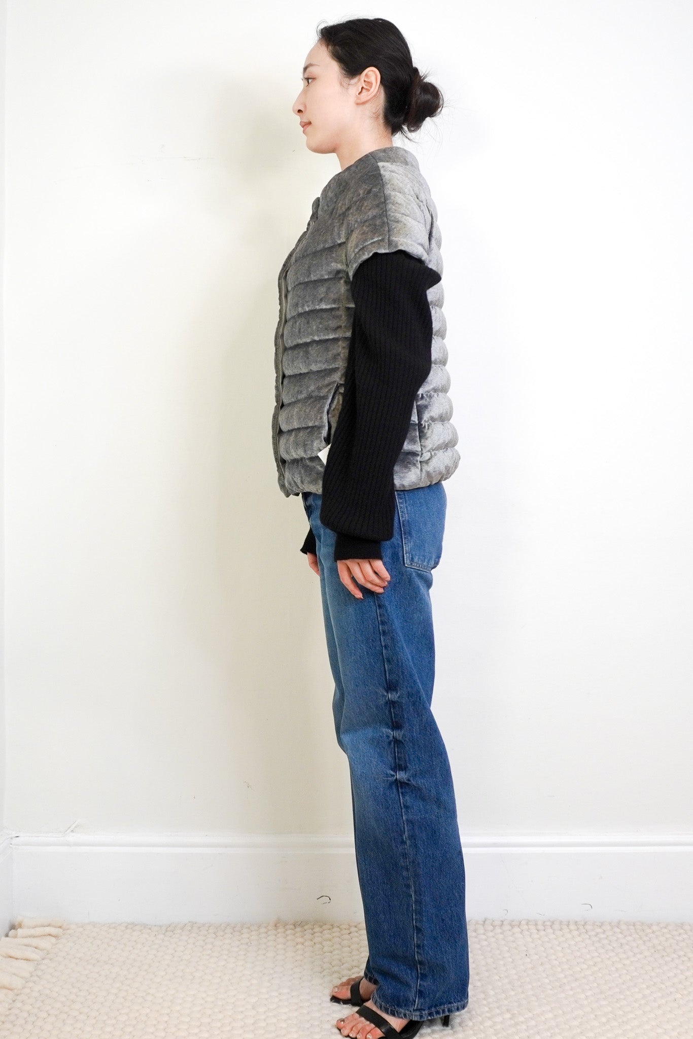 Herno Grey Velour Gilet Down Jacket RRP £595 | Authentic Preloved - Reloved Again