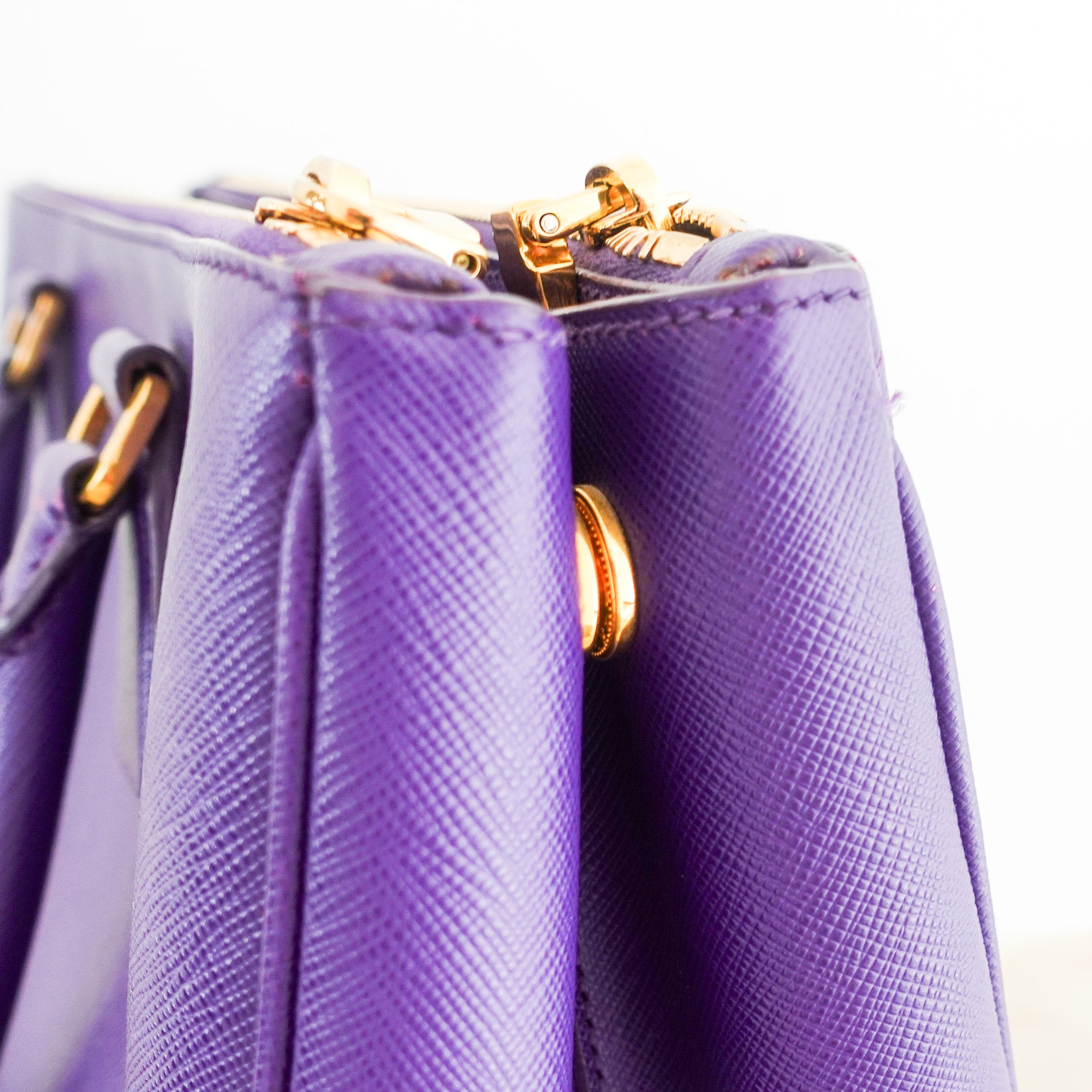Prada Galleria Double Flap Tote Purple Saffiano RRP £3.5k | Authentic Preloved