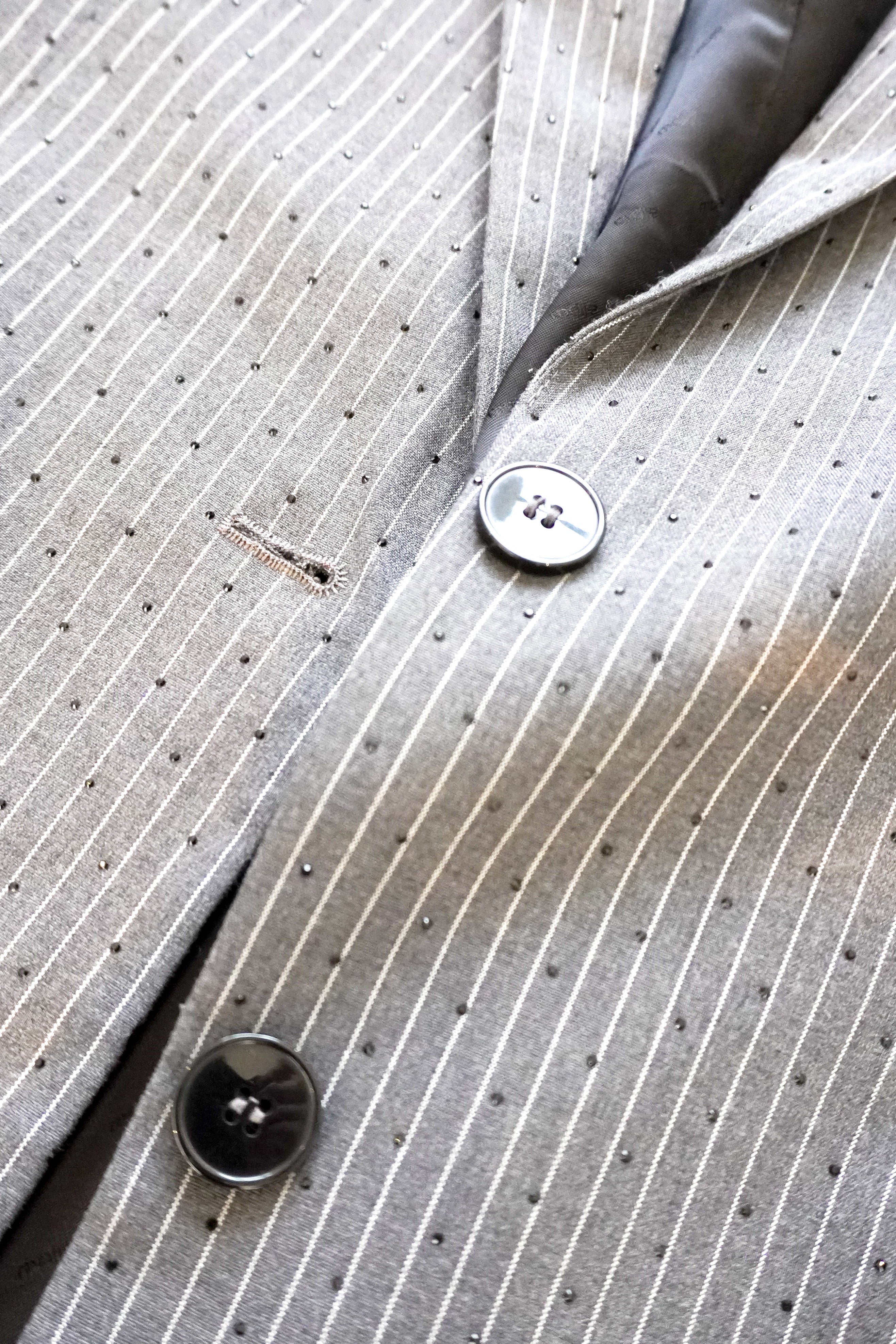 Maje Grey Embellished Pinstripe Evening Suit RRP £600 | Authentic Preloved