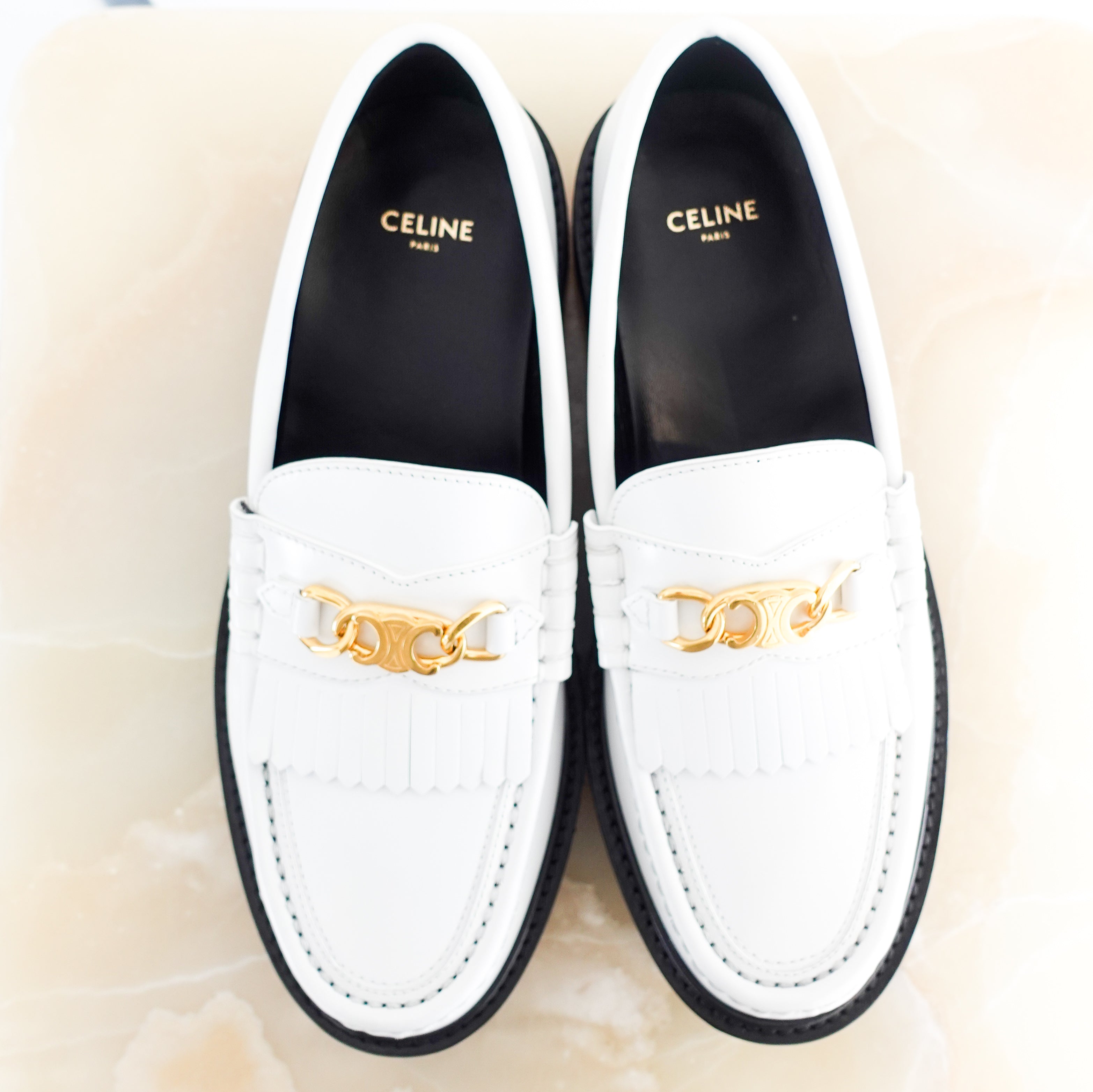 NEW CELINE White Penny Loafers RRP £850 | AUthentic Preloved