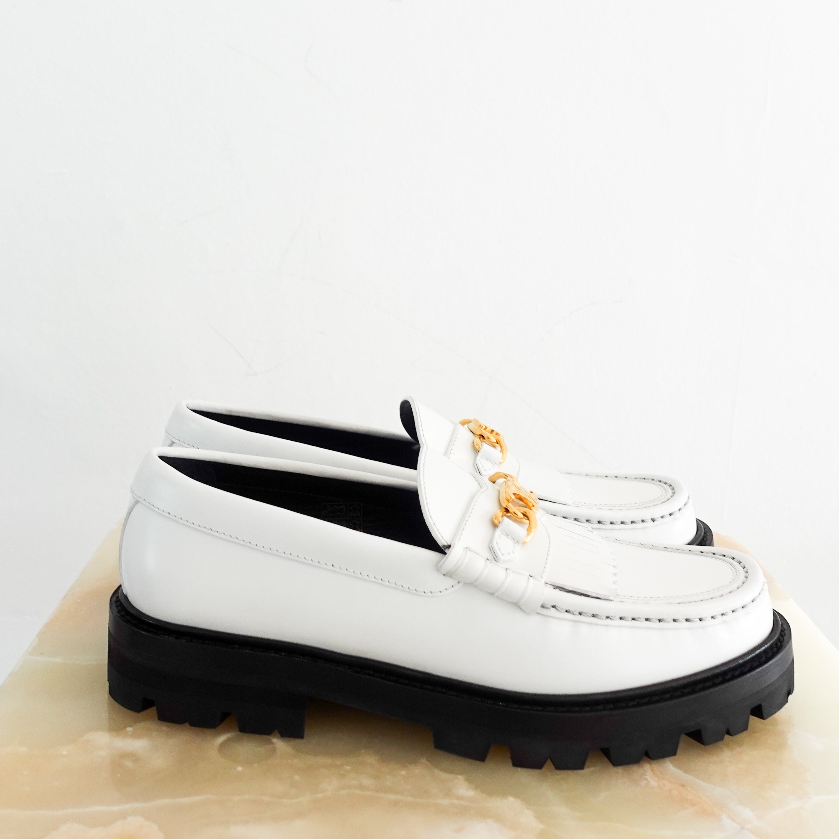 NEW CELINE White Penny Loafers RRP £850 | AUthentic Preloved