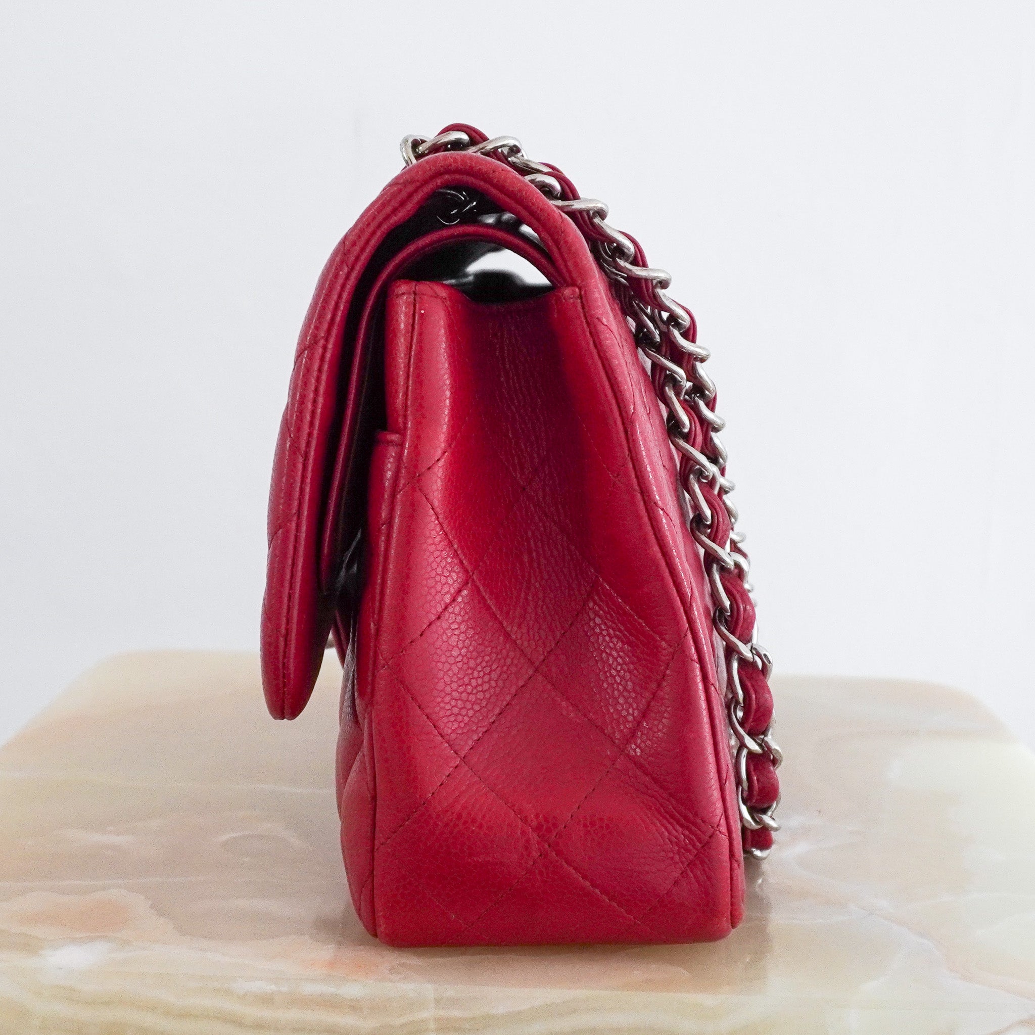 Chanel Jumbo Caviar Double Flap Bag in Red RRP £10,000 | Authentic Preloved - Reloved Again