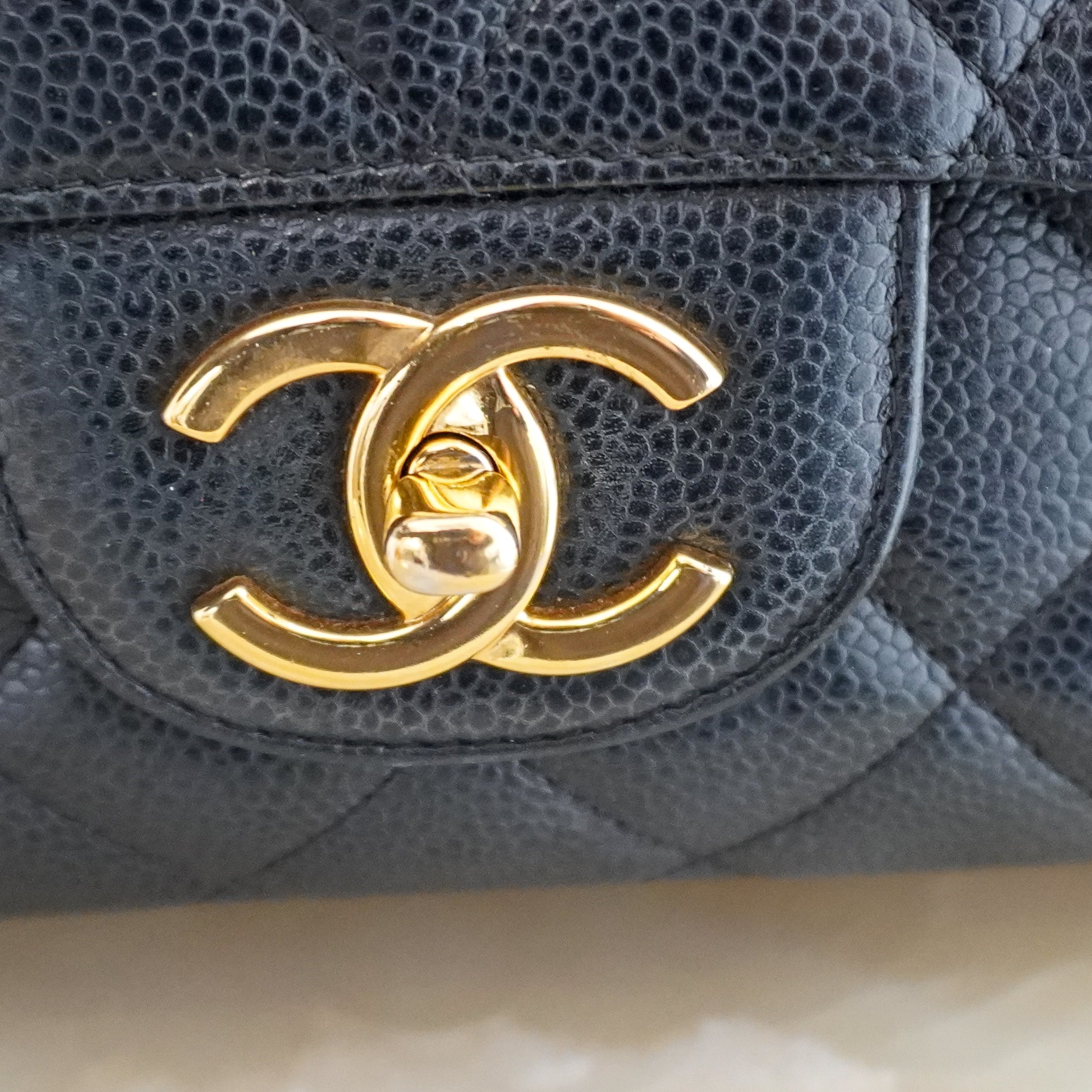 Chanel Jumbo Classic Double Flap Bag in Black Caviar Leather RRP (£10,350) | Authentic Preloved