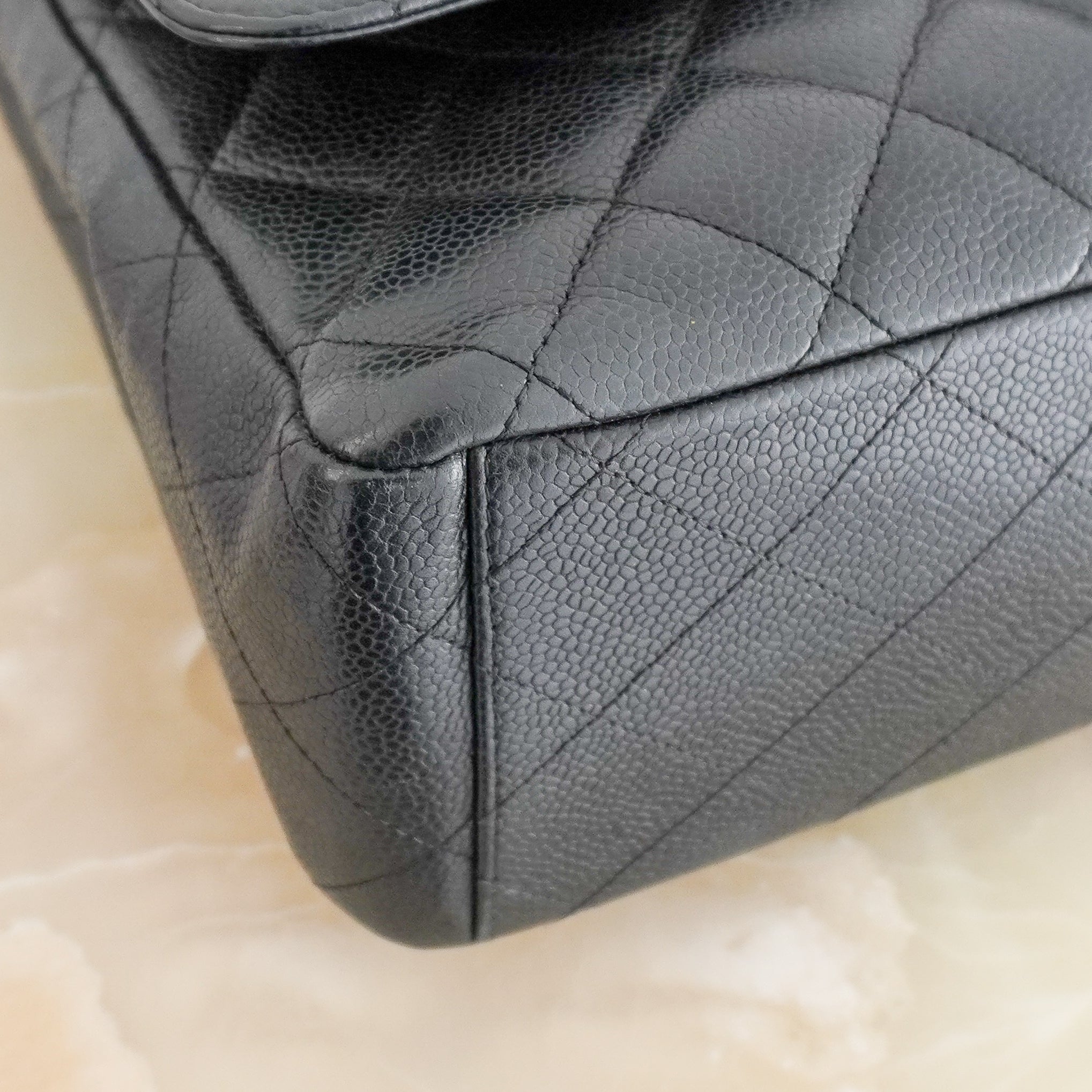 Chanel Jumbo Classic Double Flap Bag in Black Caviar Leather RRP (£10,350) | Authentic Preloved