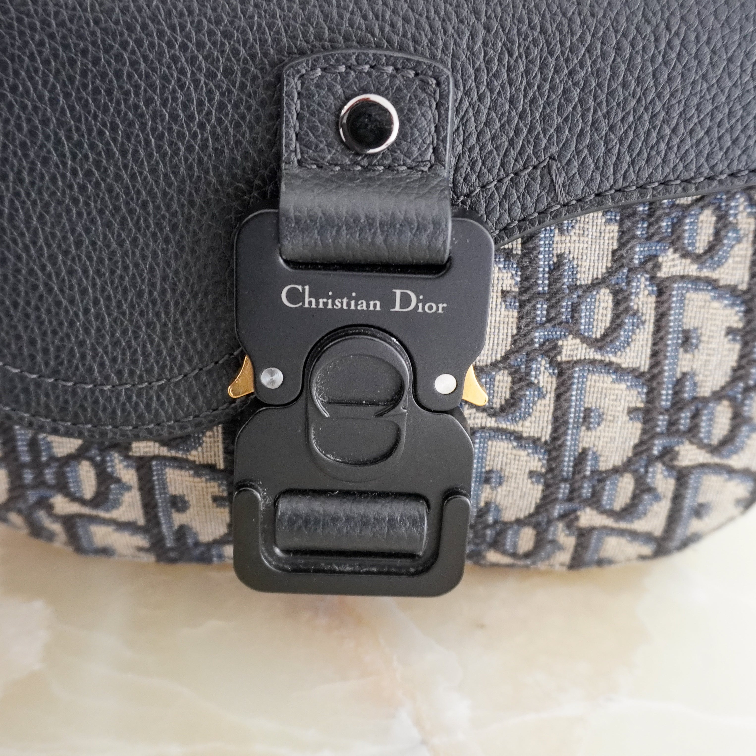 Dior Mini Saddle Messenger Bag with Flap in Beige and Black (RRP £1900) | Authentic Preloved
