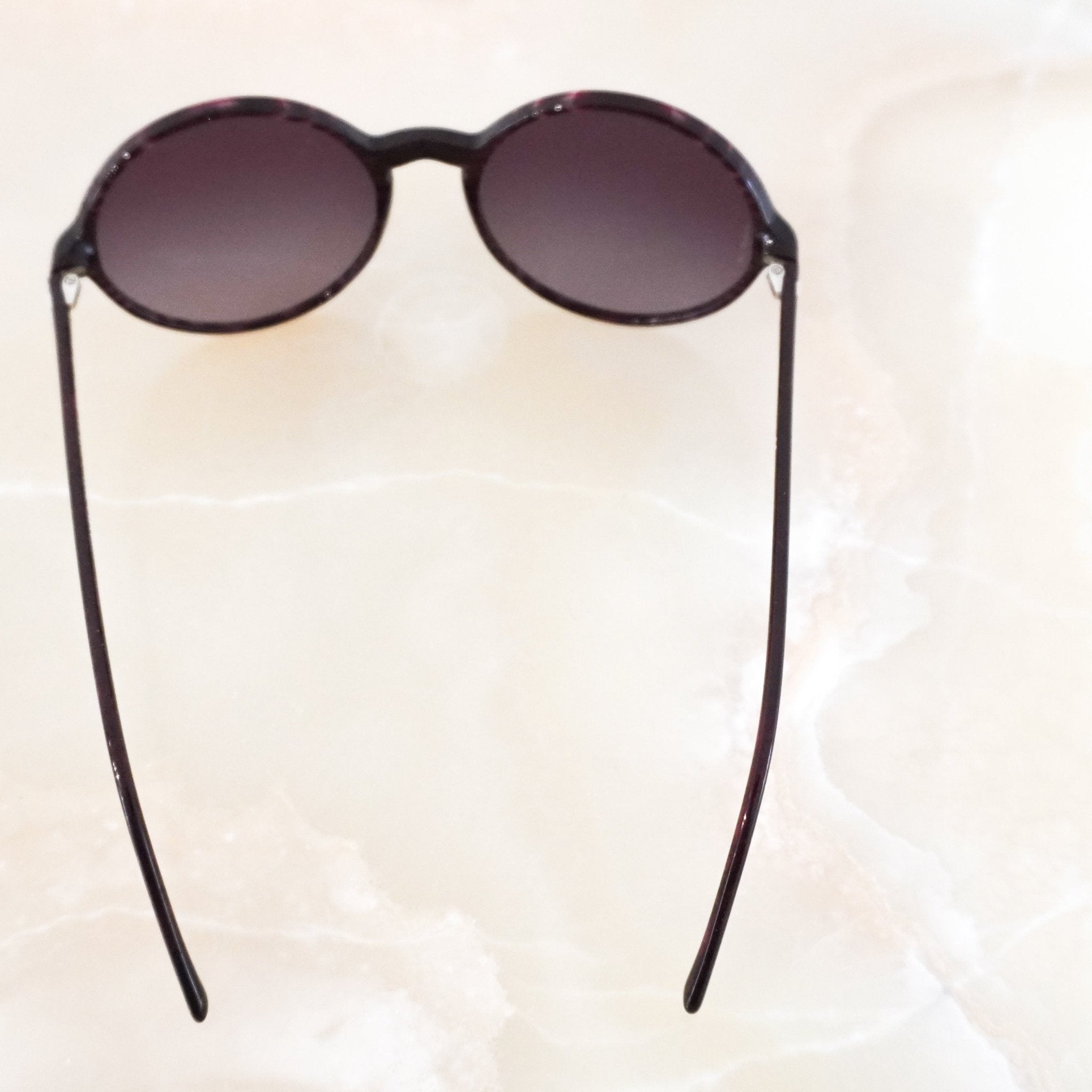 Chanel Burgundy Striped Round Sunglasses RRP £385 | Authentic Preloved - Reloved Again