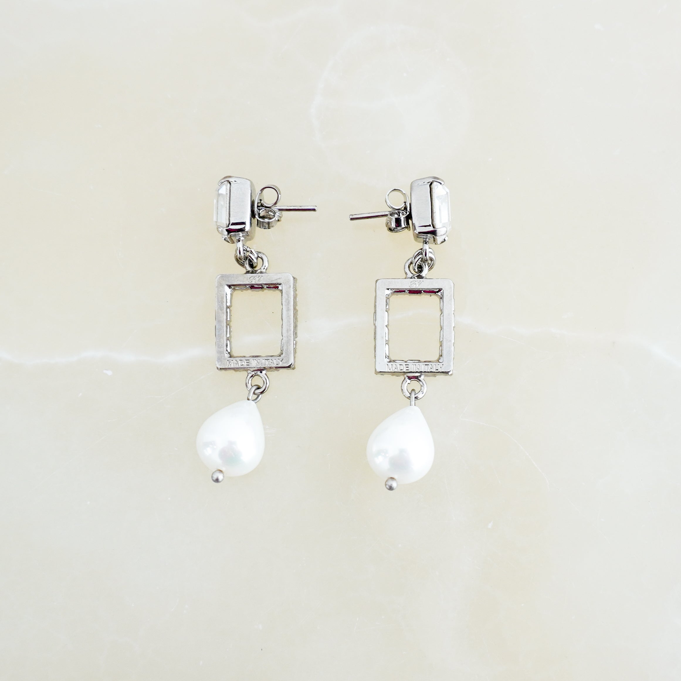 Roger Vivier Crystal & Pearl Drop Earrings in Silver (RRP £350) | Authentic Preloved FINAL SALE
