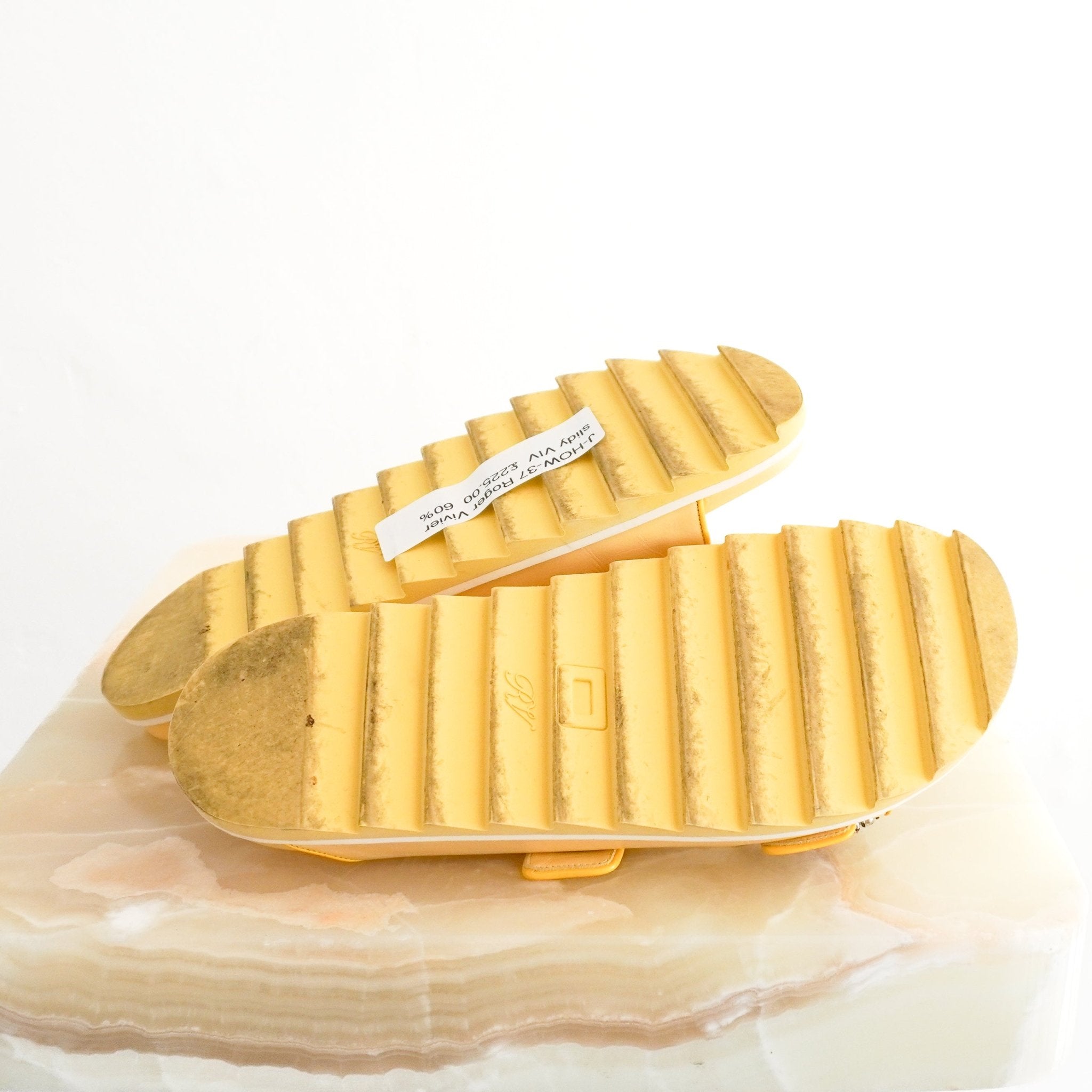 Roger Vivier Yellow Slidy Viv’ Crystal-Embellished Leather Sandals (RRP £1125) | Authentic Preloved - Reloved Again