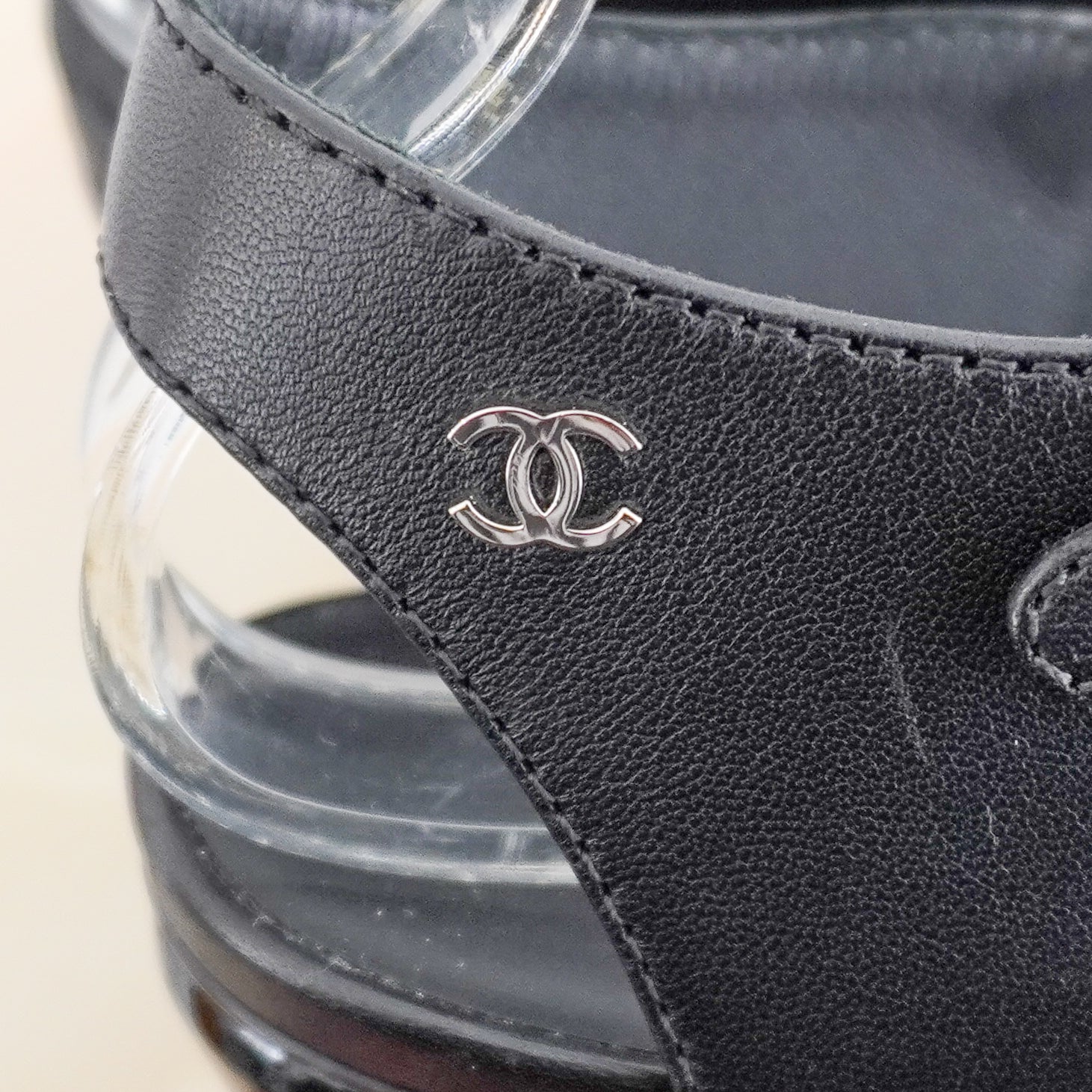 Chanel Black Patent & Leather Block Heel Sandals (RRP £950) | Authentic Preloved