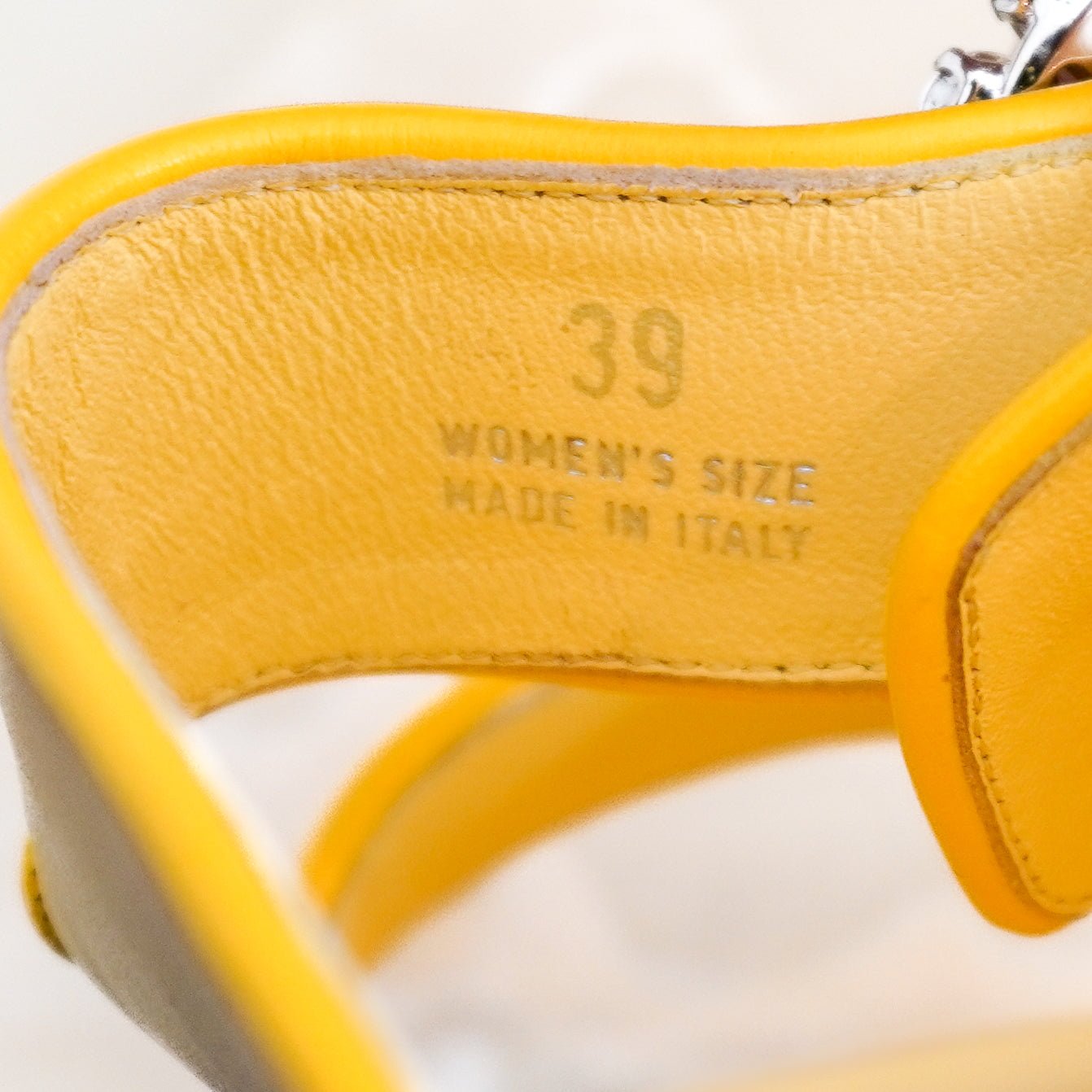 Roger Vivier Yellow Slidy Viv’ Crystal-Embellished Leather Sandals (RRP £1125) | Authentic Preloved - Reloved Again
