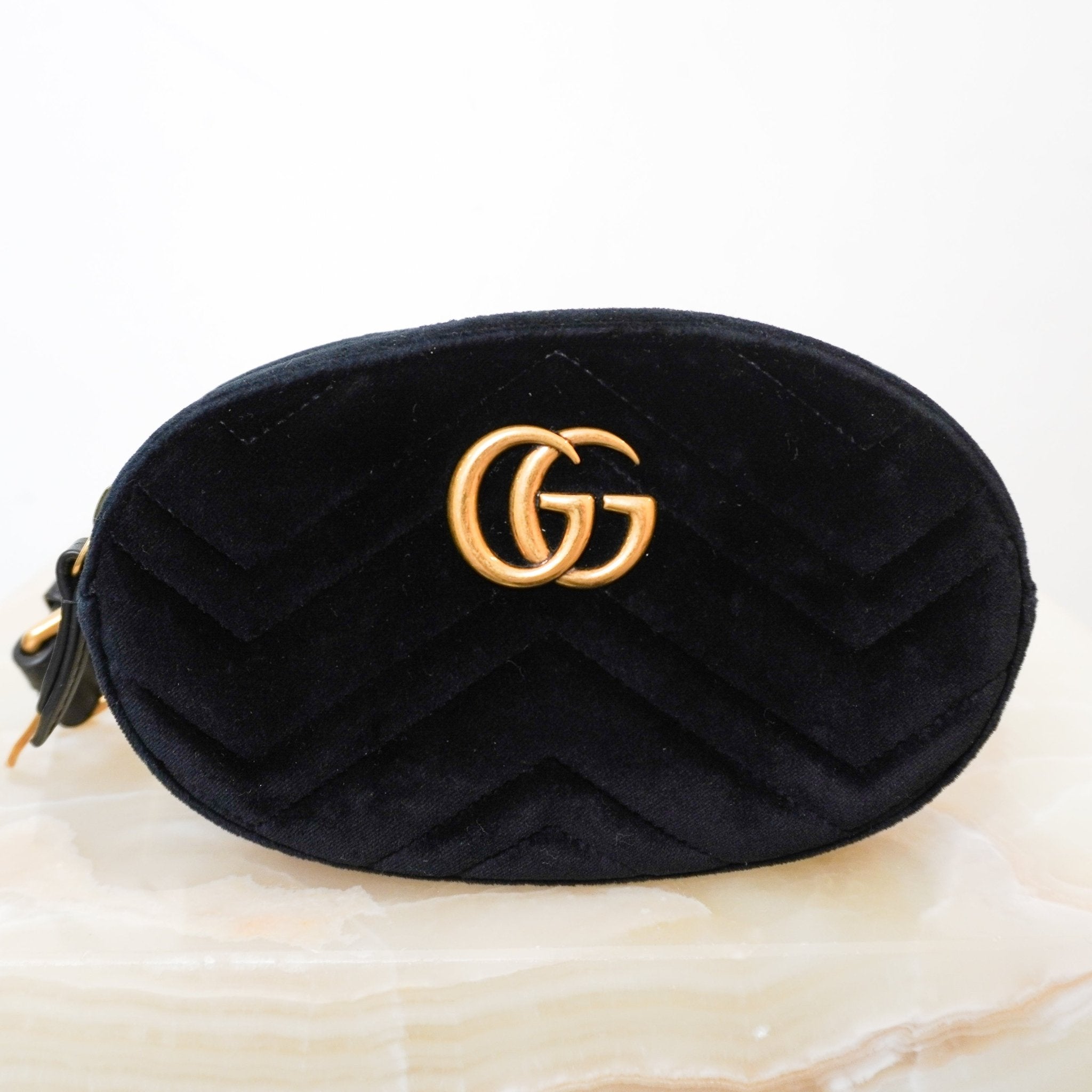 Gucci Marmont Black Velvet Belt Bag RRP £715 | Authentic Preloved - Reloved Again