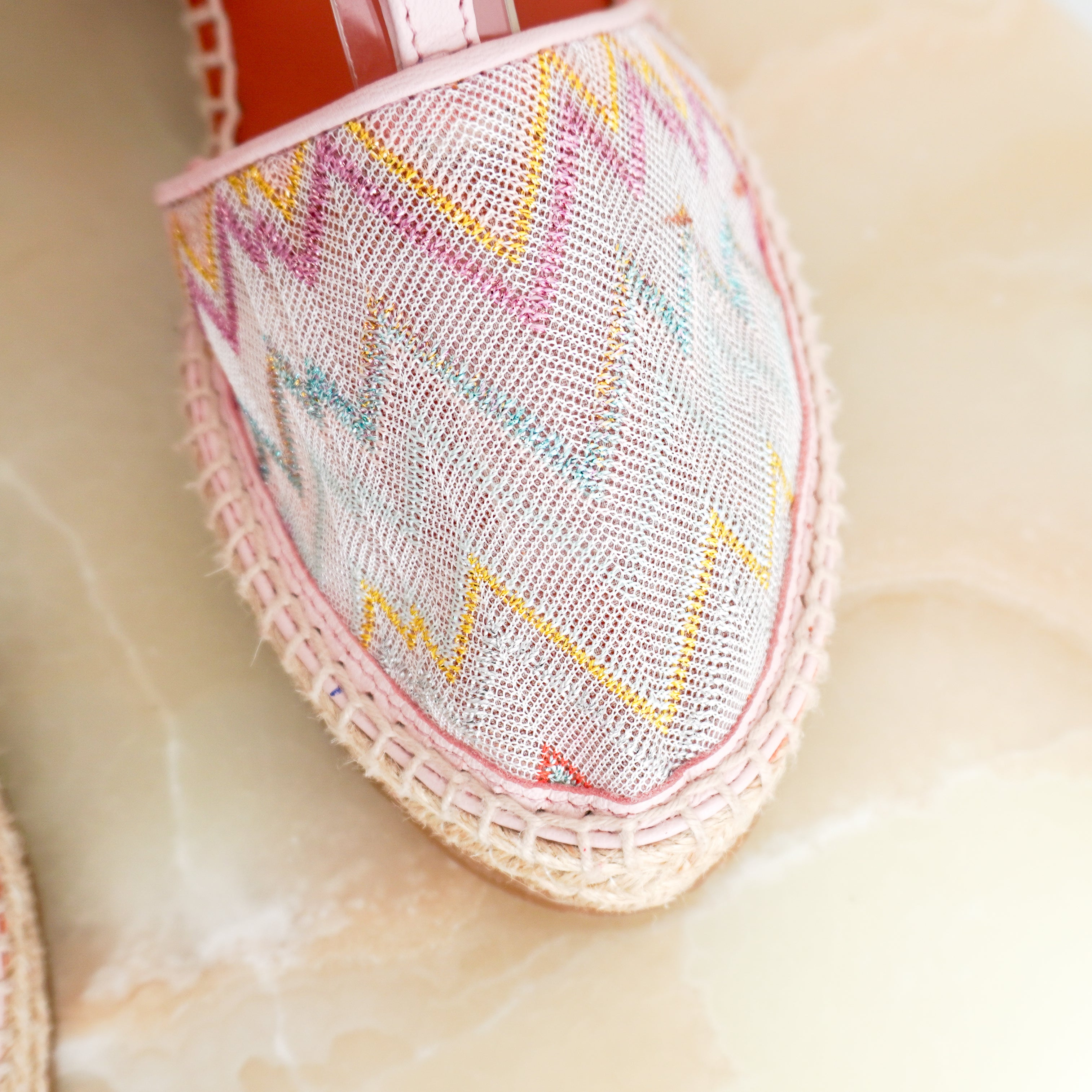 Missoni Pink Chevron Fabric Wedge Espadrilles (RRP £550) | Authentic Preloved