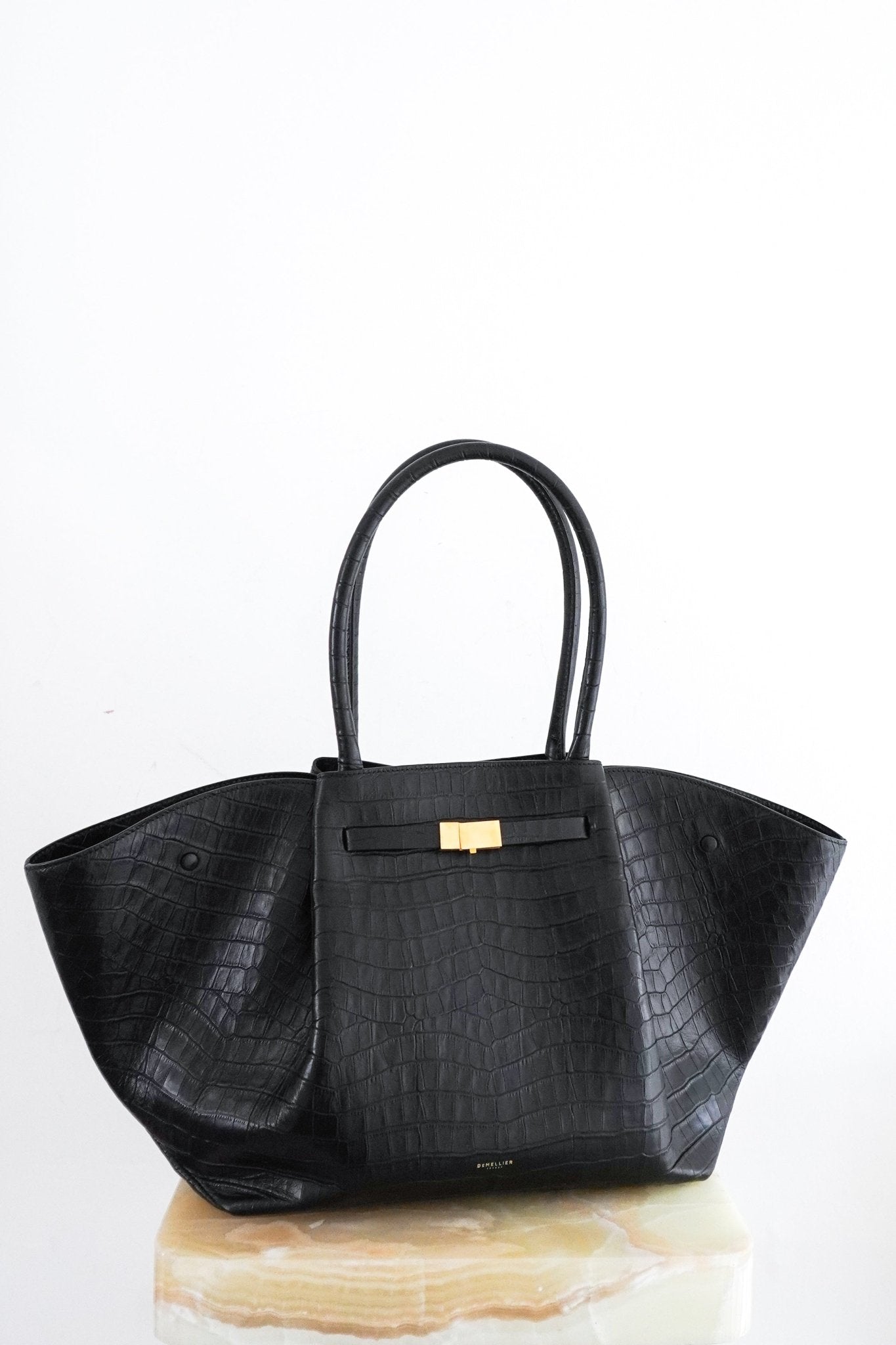 CURRENT SEASON Demellier The New York Bag in Black Croc - Effect RRP £590 | Authentic Preloved - Reloved Again