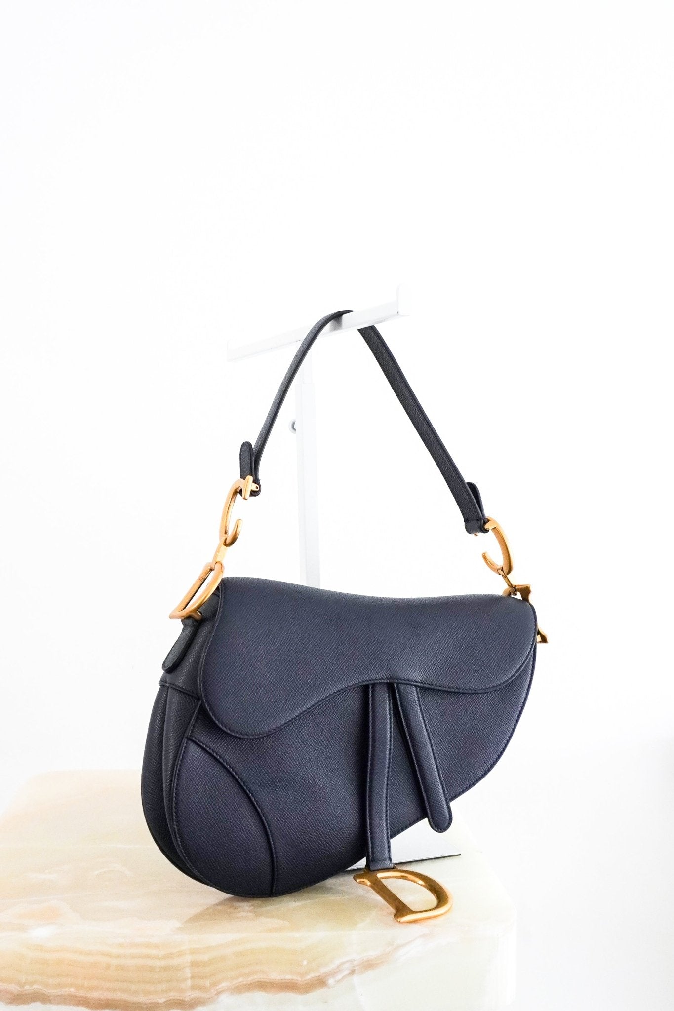 Dior Navy Grained Calfskin Saddle Bag RRP £3450 | Authentic Preloved - Reloved Again