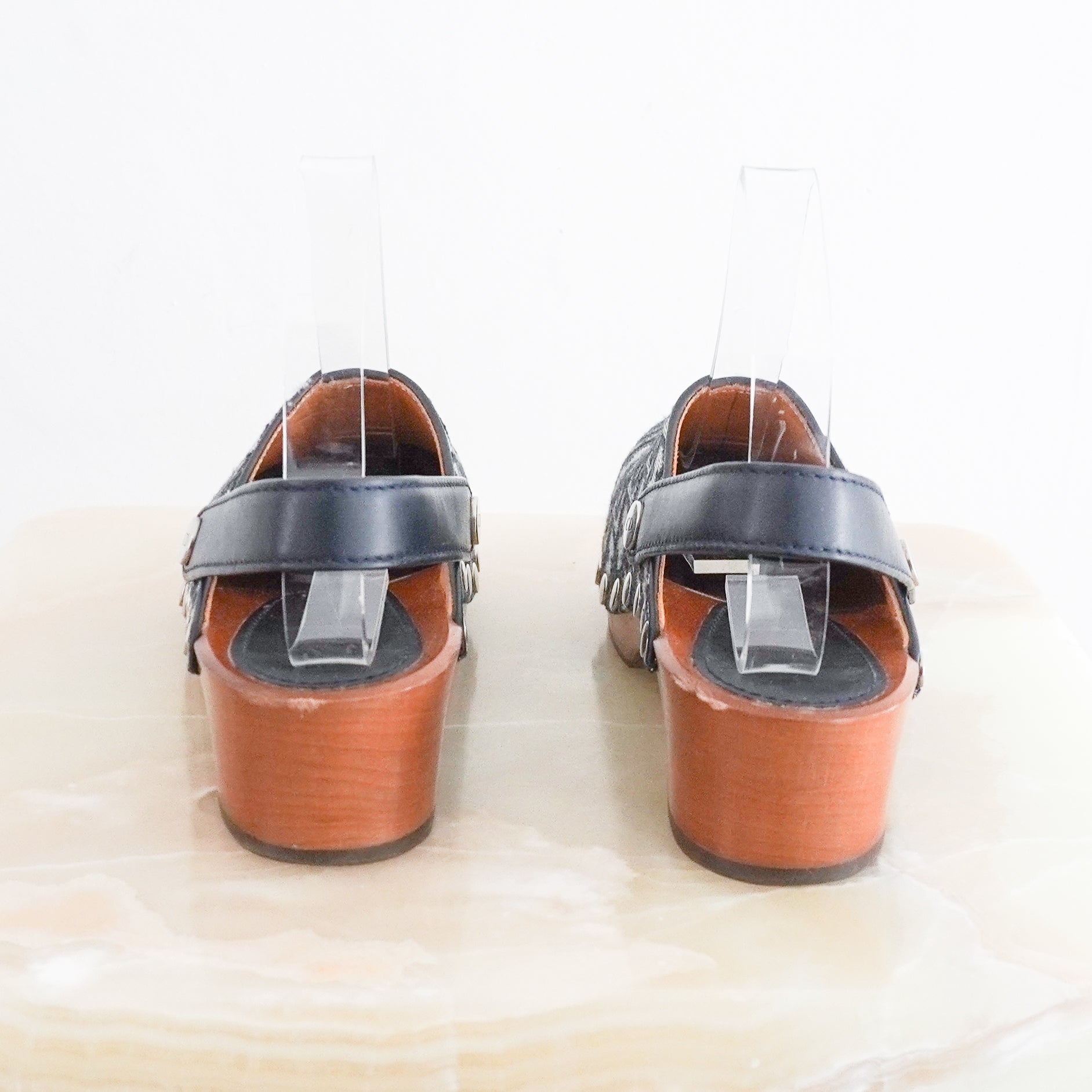 Dior Deep Blue Diorquake Clogs in Canvas Oblique back photo chelsea london