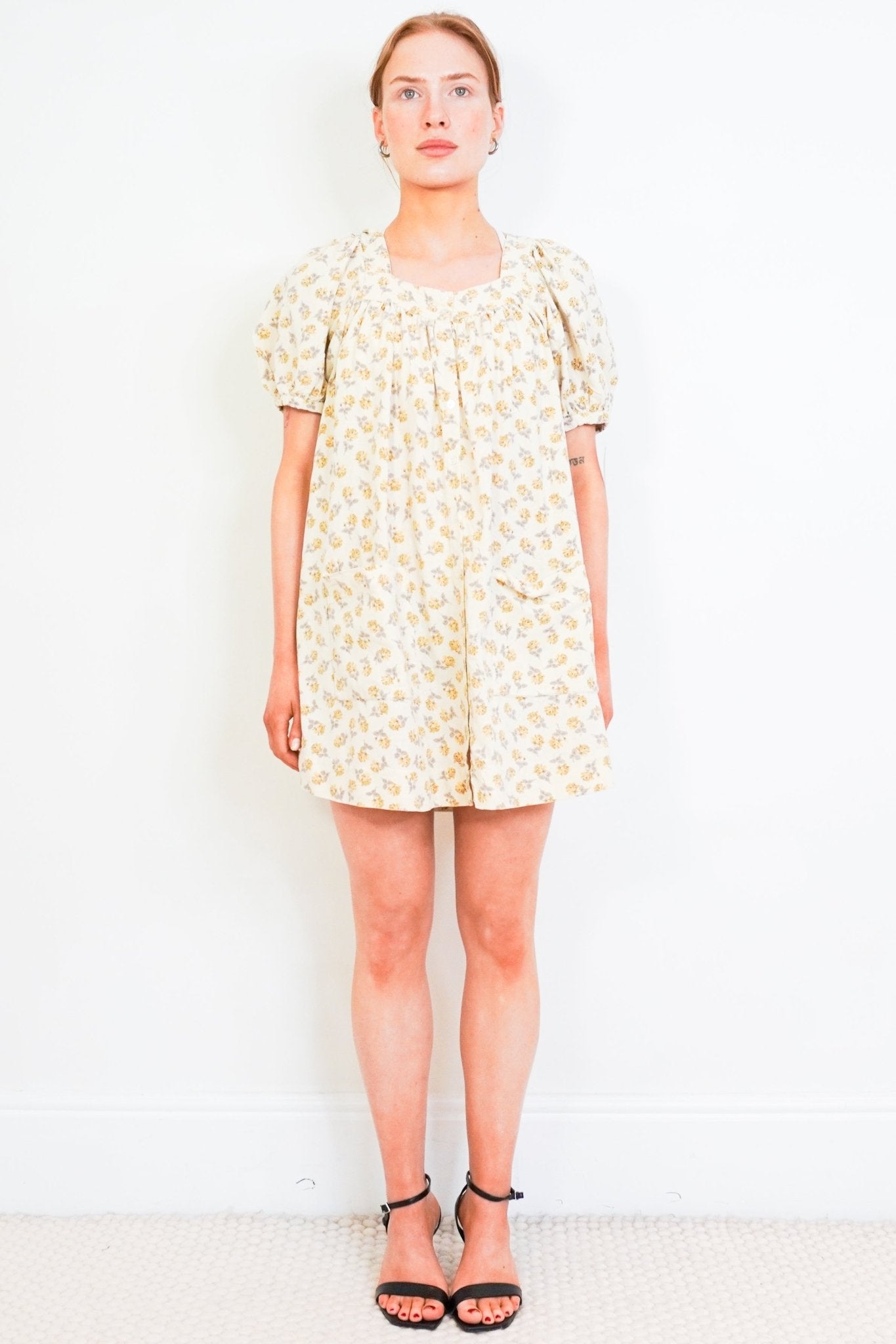 Doen Yellow Cottage Garden Floral Mini Dress RRP £350 | Authentic & Preloved - Reloved Again