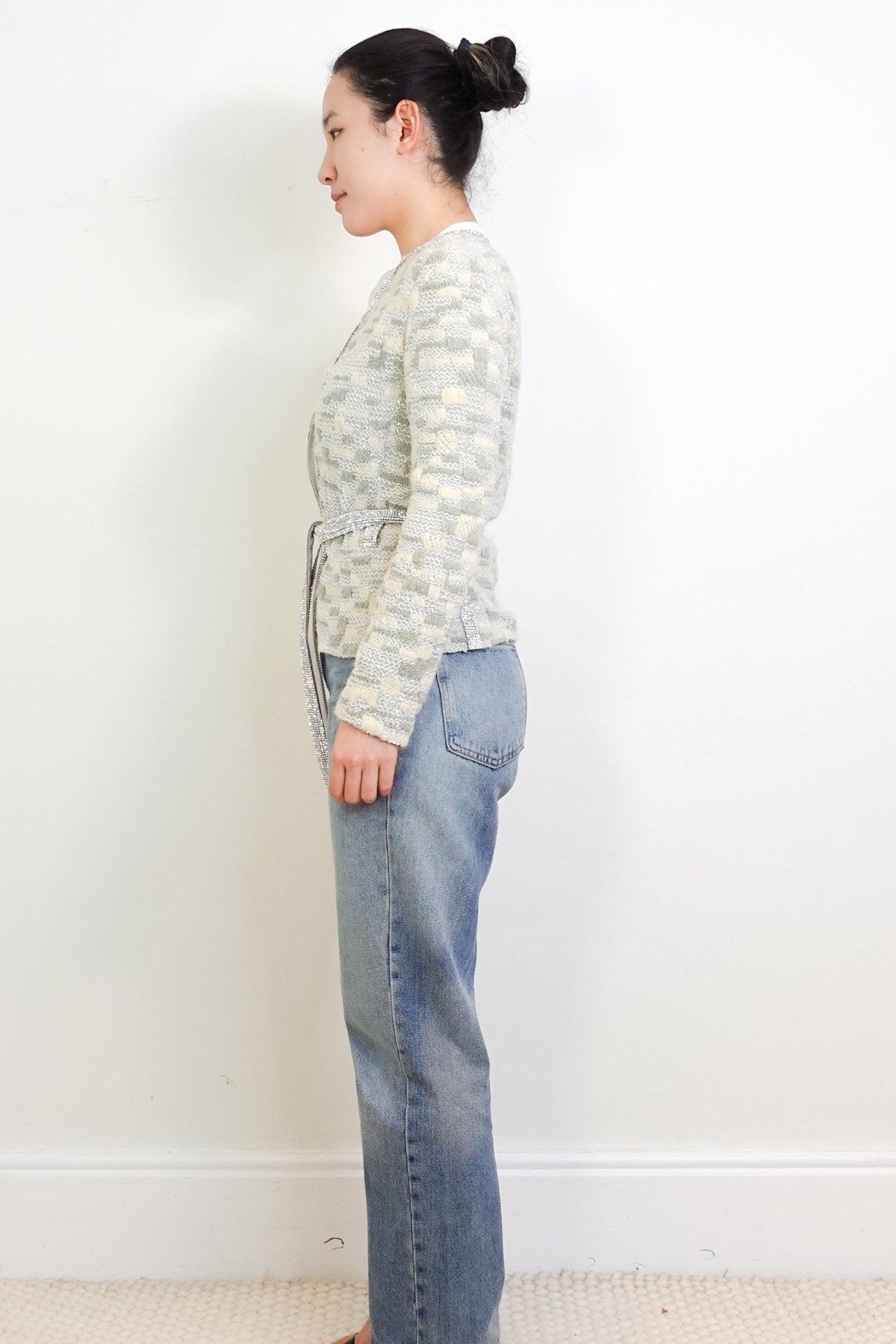 Dolce & Gabbana Grey and White Embellished Cardigan RRP £1800 | Authentic Preloved - Reloved Again