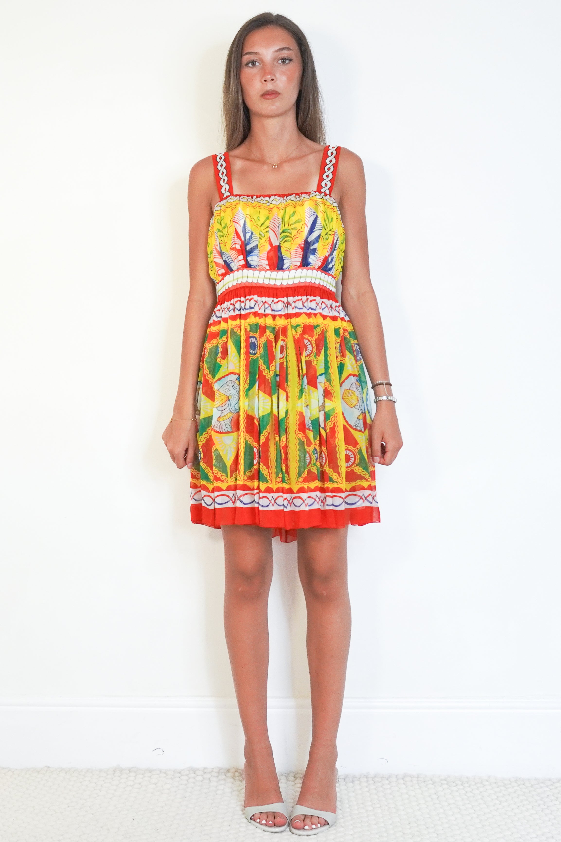 Dolce & Gabbana Multicolour Carretto Chiffon Mini Dress front photo chelsea london