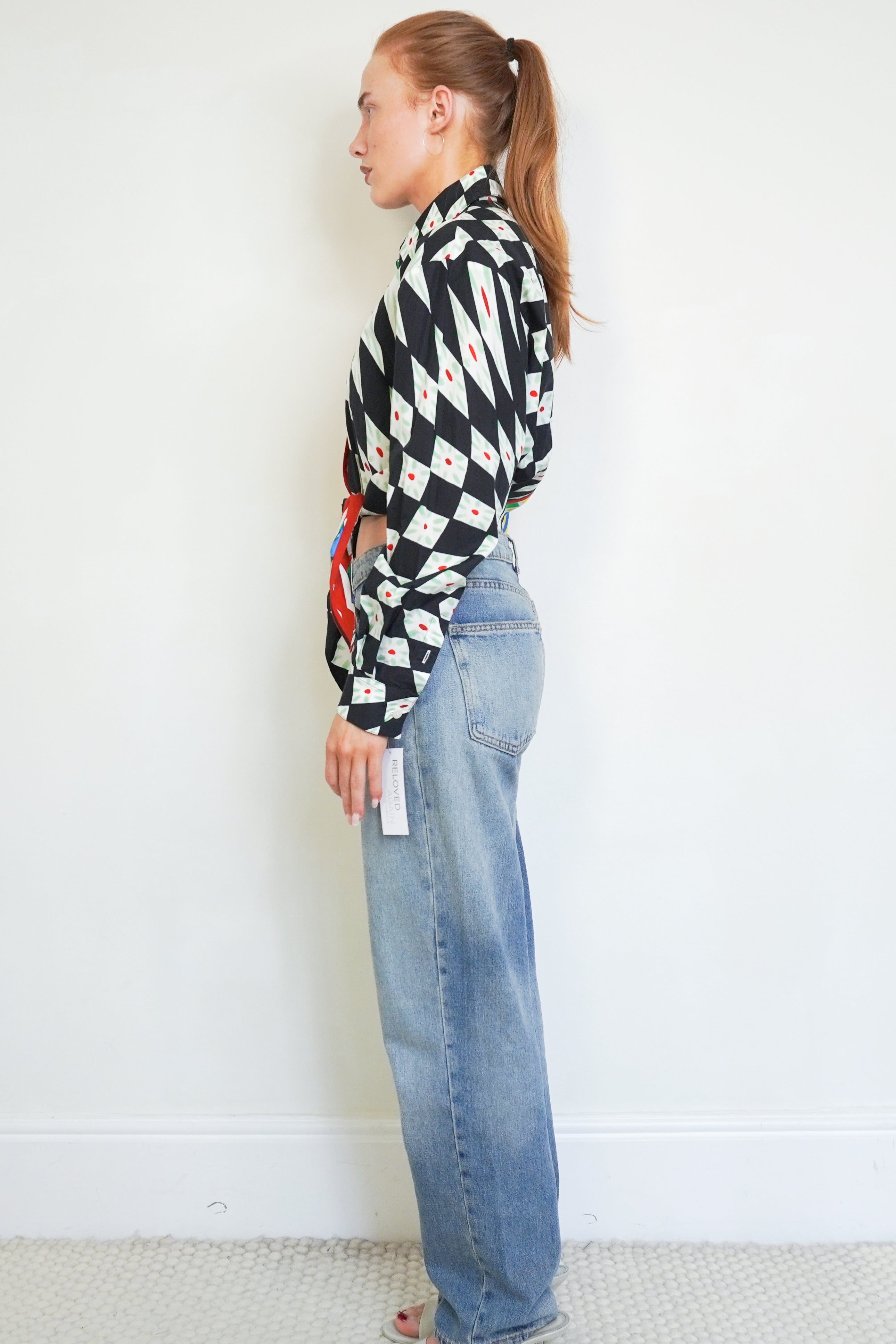 Dolce & Gabbana Multicolour Geometric & Harlequin Print Cotton Shirt side photo chelsea london