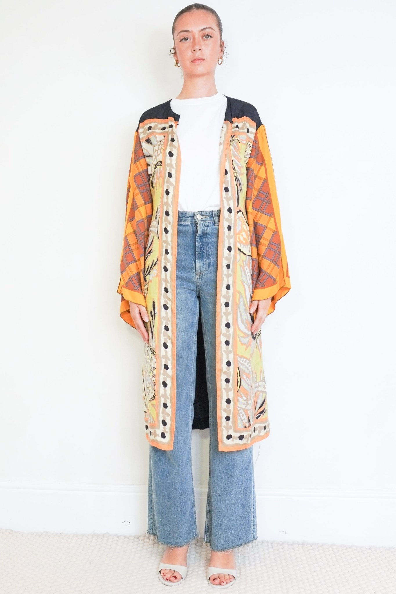 Dries Van Noten Orange Patterned Kimono Jacket (RRP £700) | Authentic Preloved - Reloved Again
