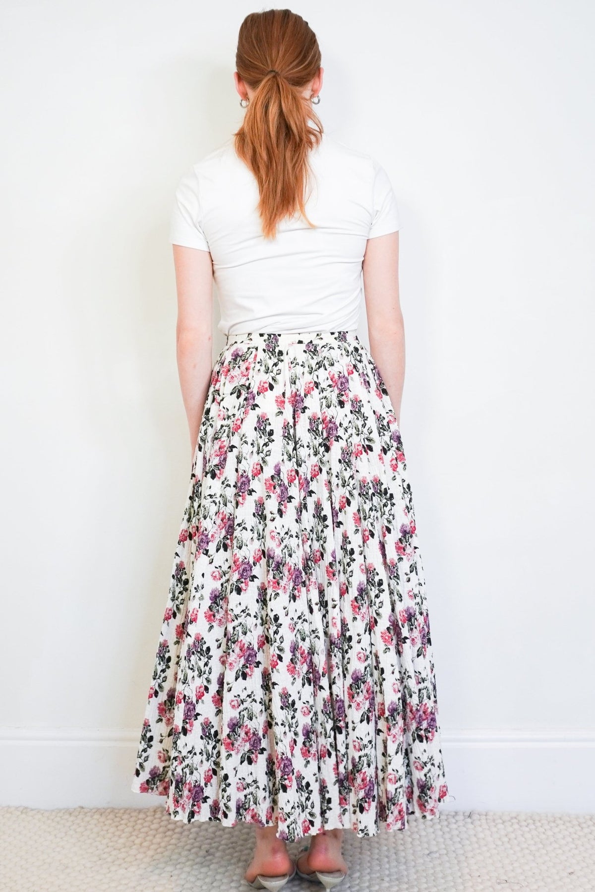 Emilia Wickstead White Floral Pleated Maxi Skirt (RRP £800) | Authentic Preloved - Reloved Again