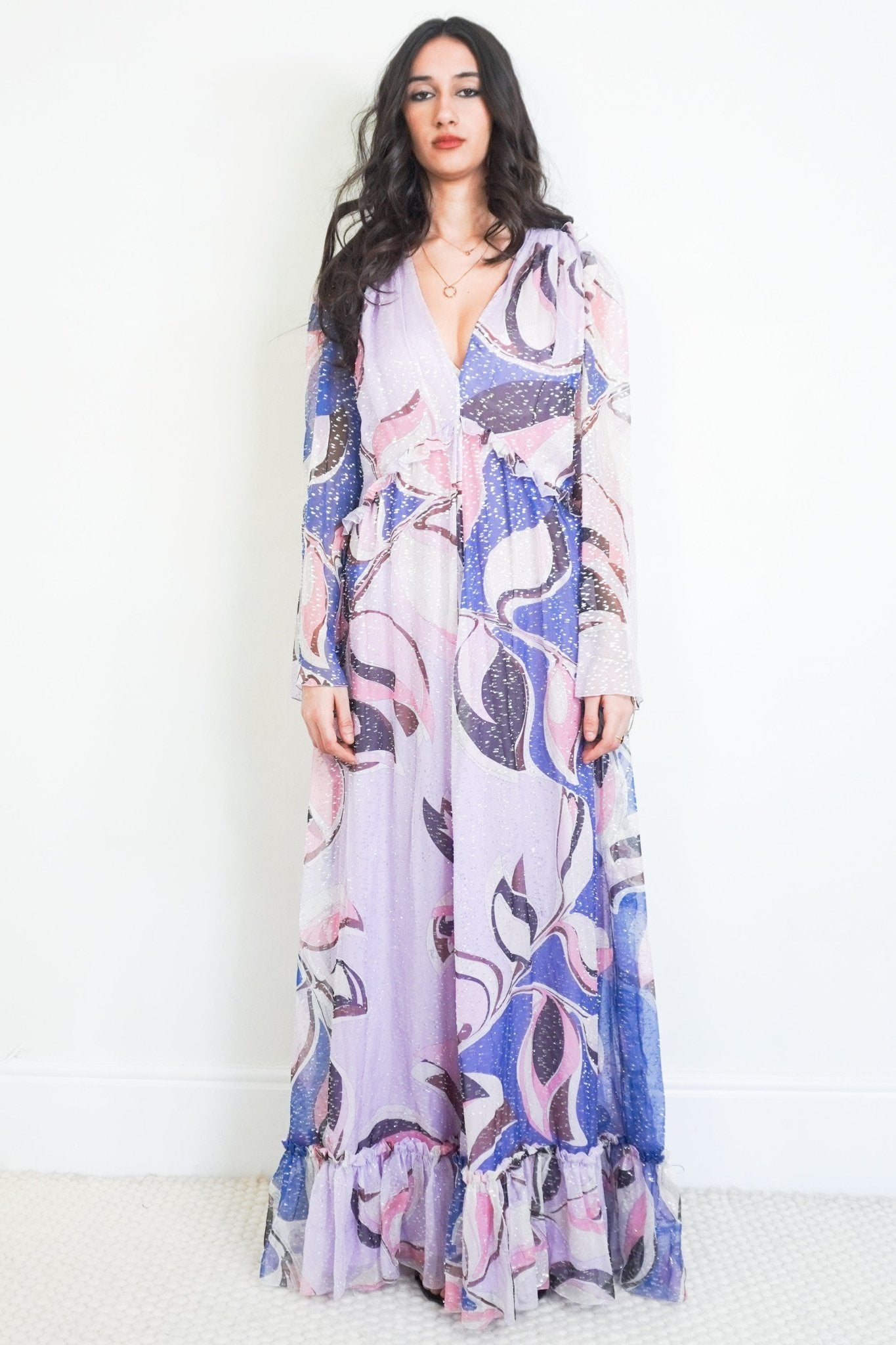 Emilio Pucci Purple Silk Glitter Gown RRP £2600 | Authentic Preloved - Reloved Again