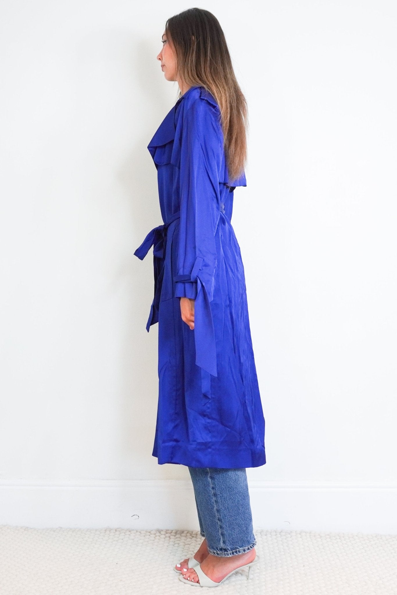 Emilio Pucci Cobalt Blue Fluid Satin Trench Coat (RRP £2000) | Authentic Preloved - Reloved Again