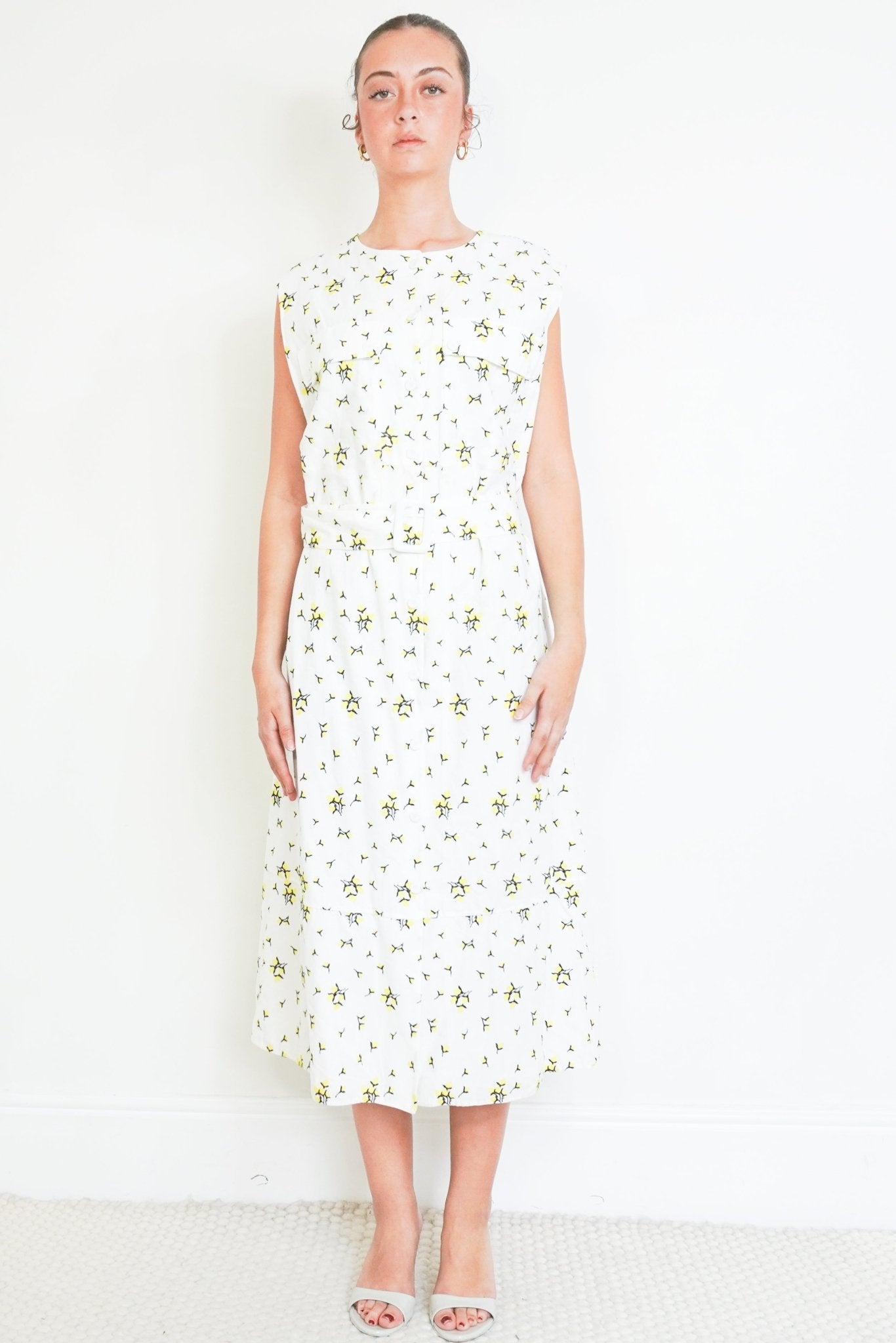 Erdem White Floral Sleeveless Midi Dress (RRP £995) | Authentic Preloved - Reloved Again