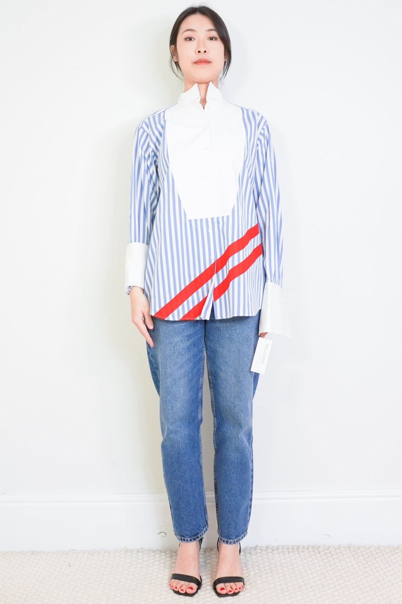 Escada Dark Baby Blue Striped Shirt RRP £450 | Authentic Preloved - Reloved Again