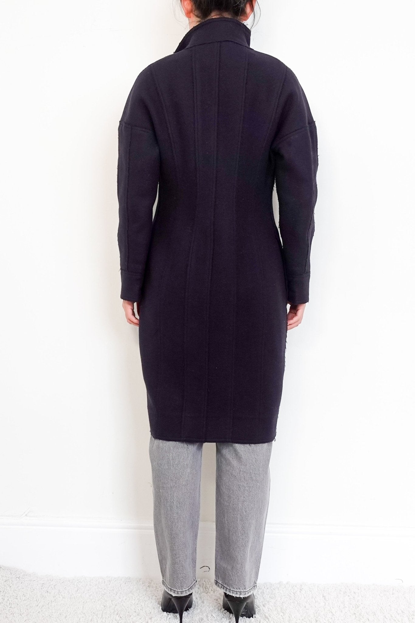 Fendi Black Wool Coat with White Lining RRP £5K | Authentic Preloved - Reloved Again