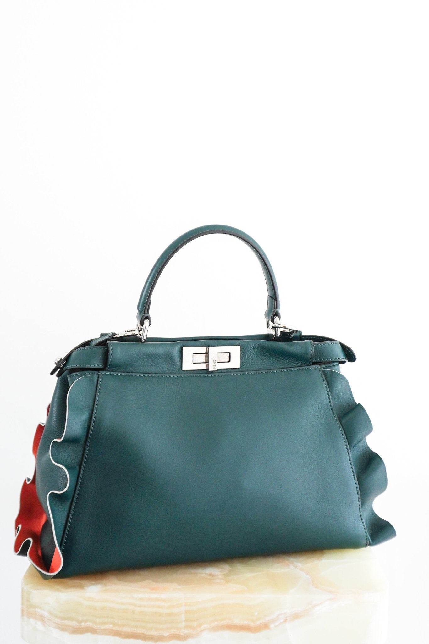 Fendi-Medium-Peekaboo-Wave-Bag-in-Teal-front-picture-Chelsea-London